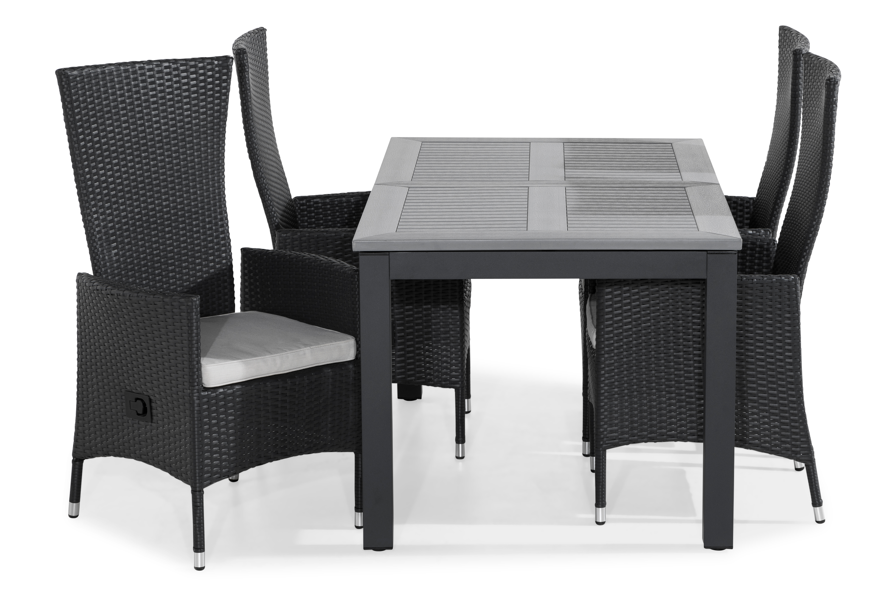 Matgrupp Monaco 152-210x90 4 Jenny Fåtölj Ställbar m Dyna SvartOffwhite