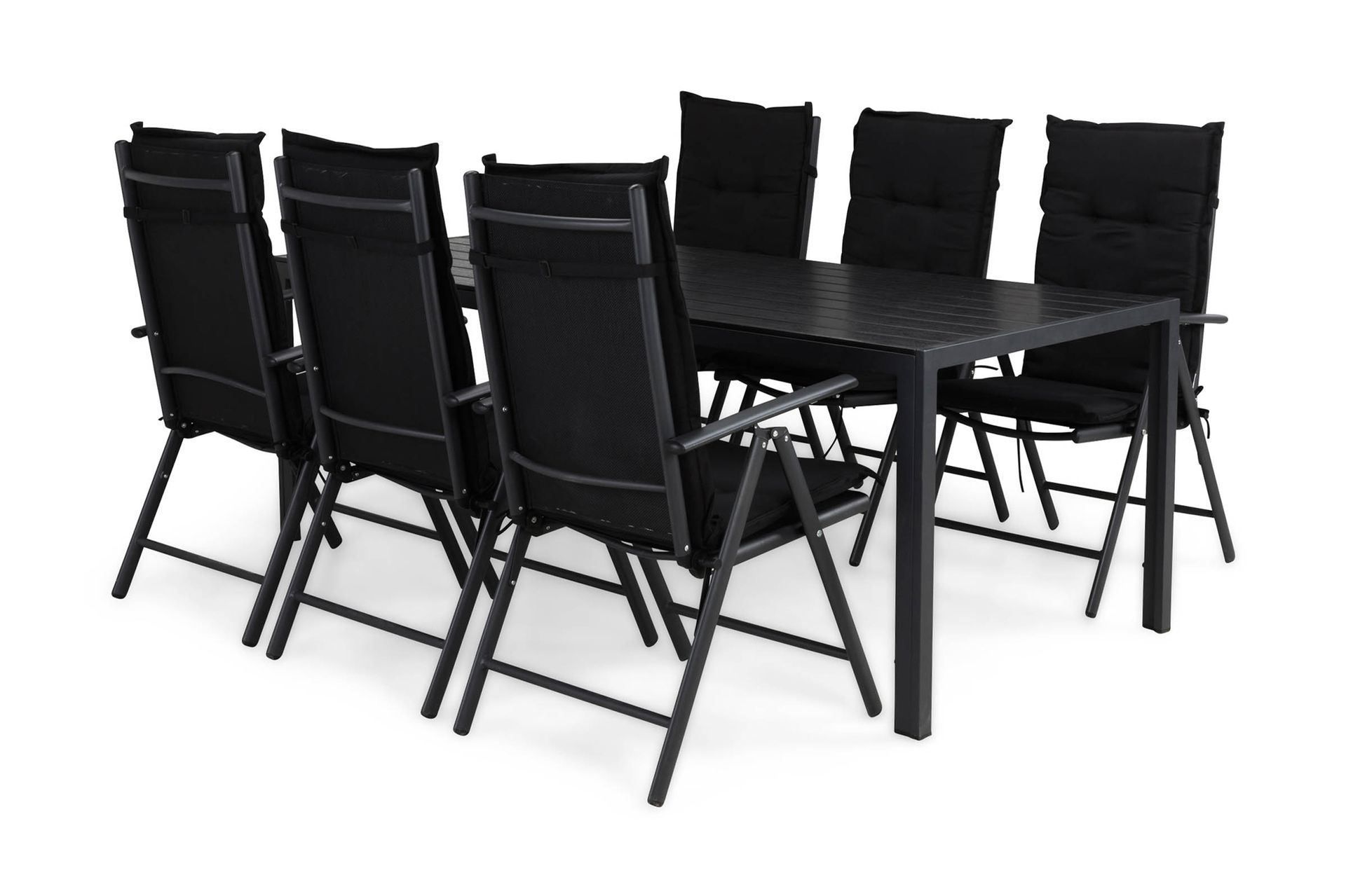 matgrupp tunis 205x90 + 6 maggie positionsstol m dyna - svart