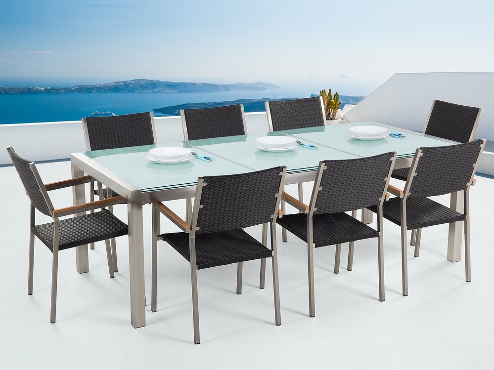 matgrupp utomhus bacoli 220 cm + 8 utestolar - svart