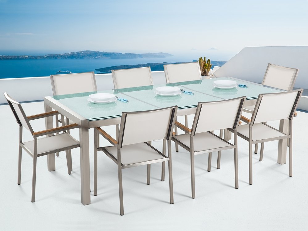 Matgrupp Utomhus Bacoli 220 cm 8 Utestolar Vit