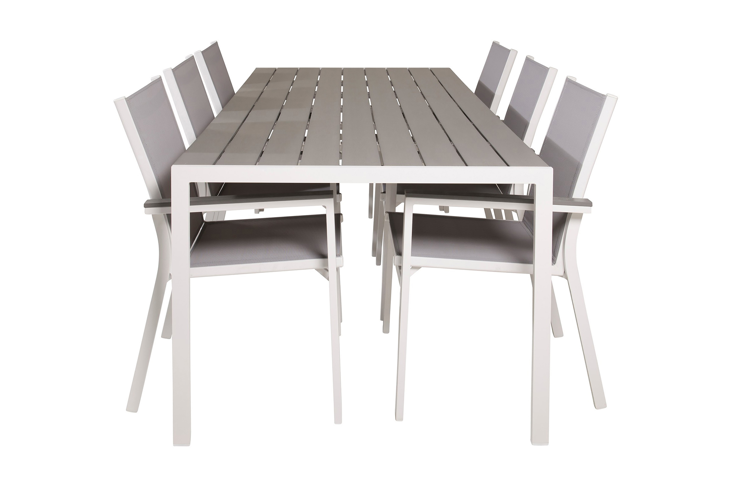 matgrupp utomhus buitepos inkl 6 mulilo karmstolar - polywoodvit