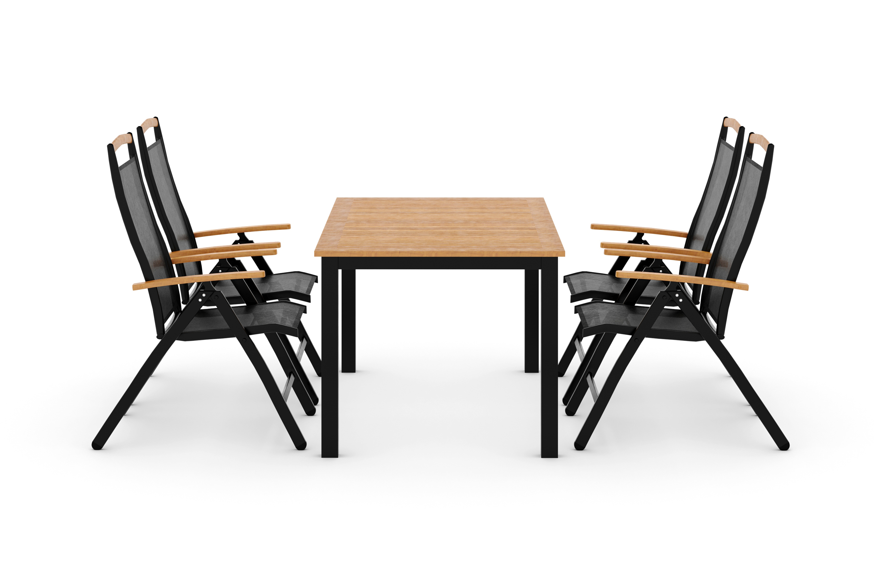 matgrupp utomhus las vegas 152-210 + 4 positionsstol lyx - svartteak
