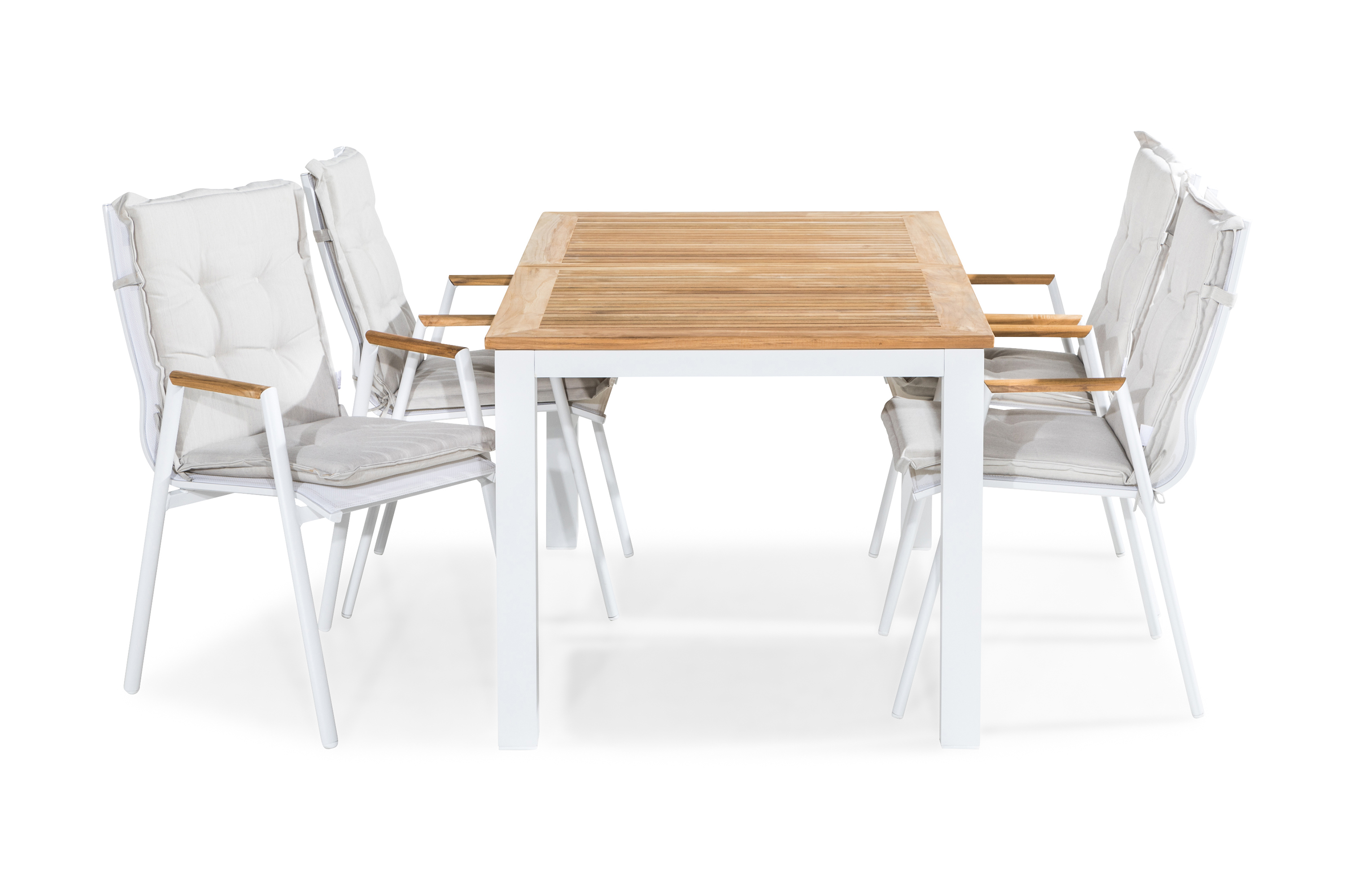 matgrupp utomhus las vegas 152-210x90 + 4 karmstolar m dyna - teak/vit