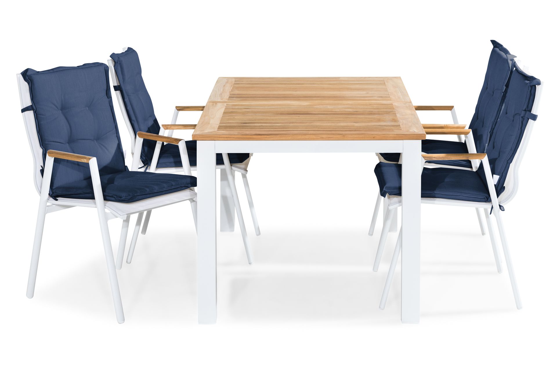 matgrupp utomhus las vegas 152-210x90 + 4 karmstolar m dyna - vitteakblå