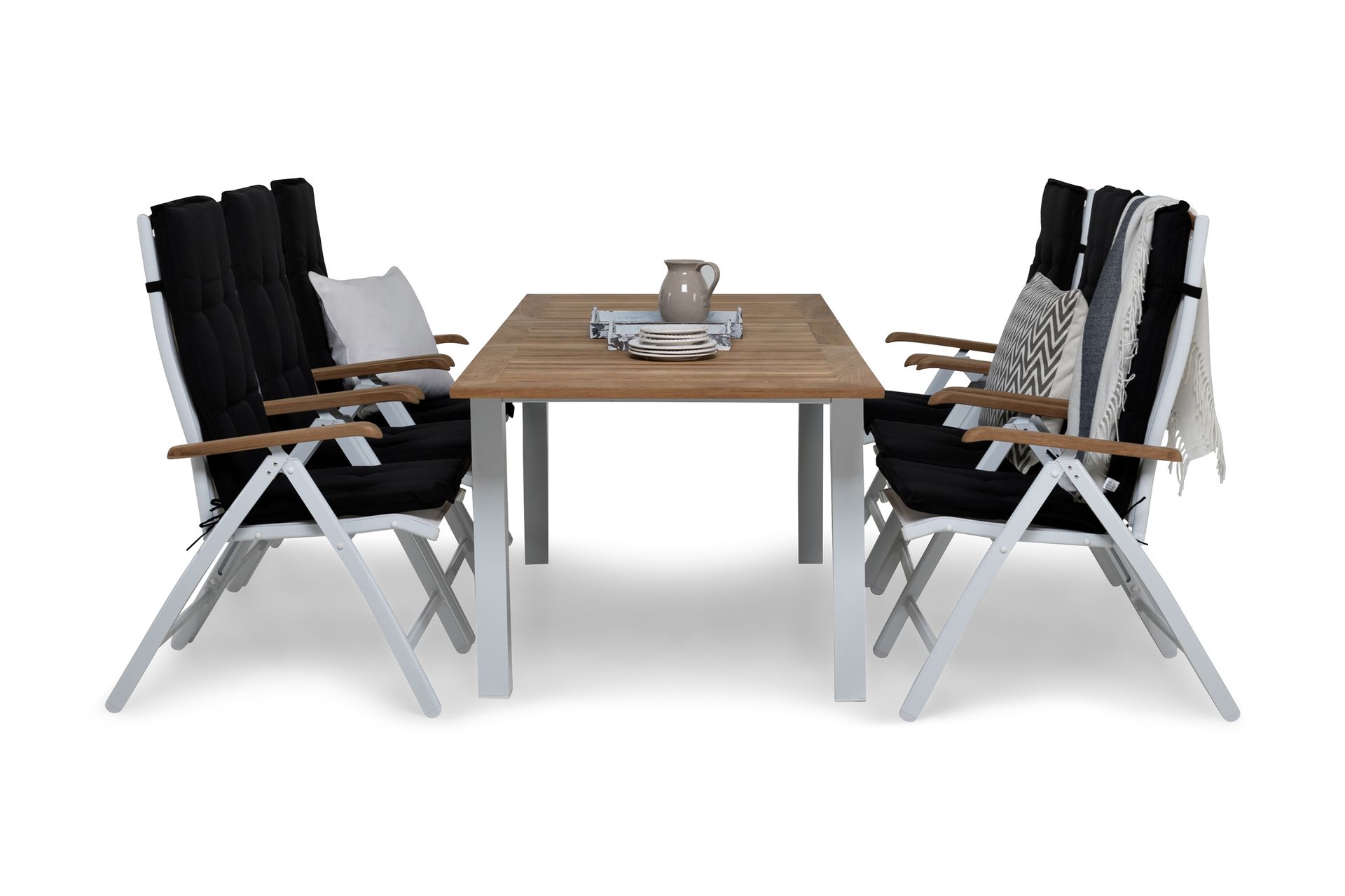 matgrupp utomhus las vegas 152-210x90 + 6 las vegas lyx stol m dyna - vitteaksvart