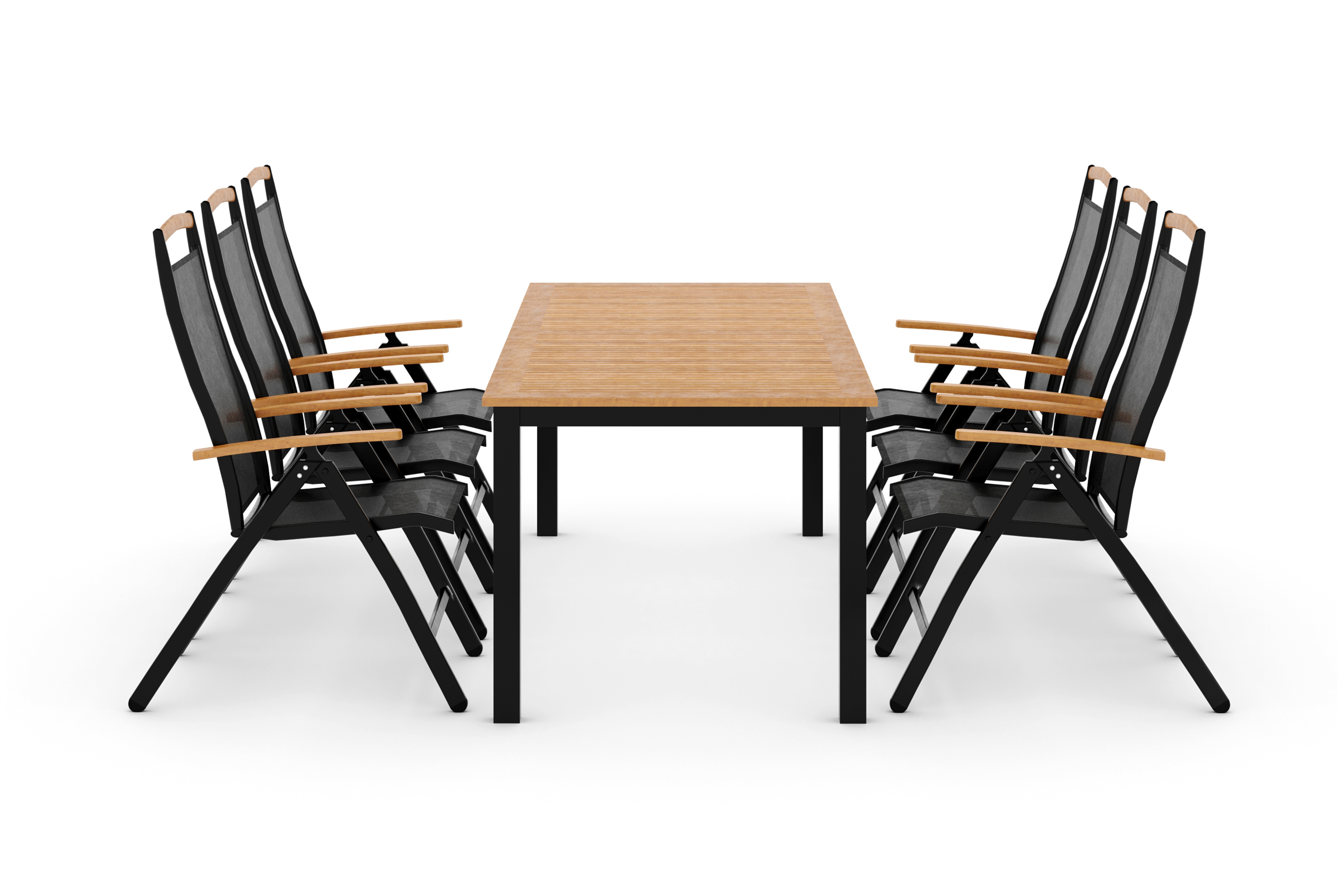 Matgrupp Utomhus Las Vegas 220-280 6 Positionsstol Lyx Svart Teak