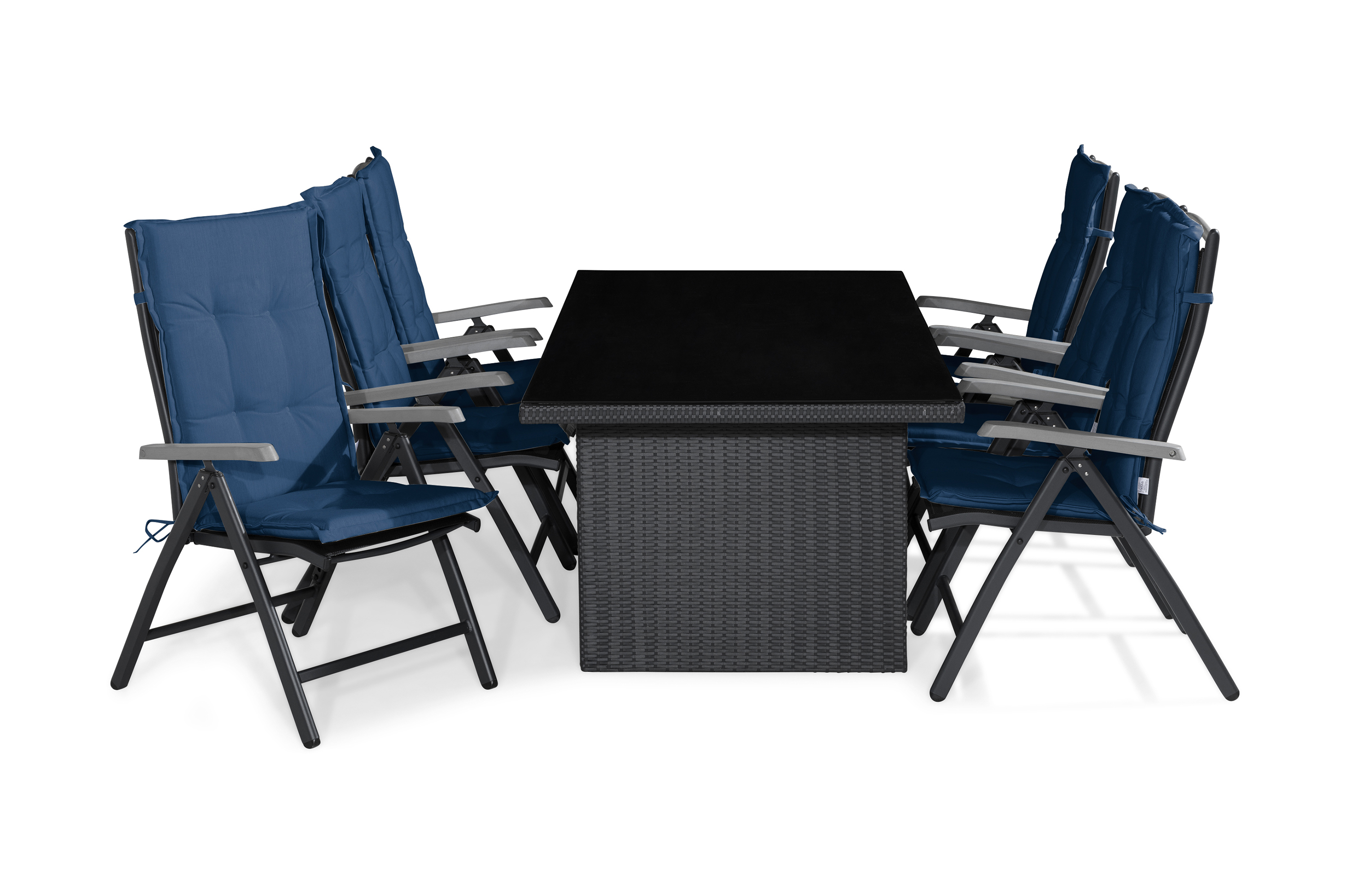 matgrupp utomhus majestic 210x100+6 monaco positionsstol m dyna - svartgråblå