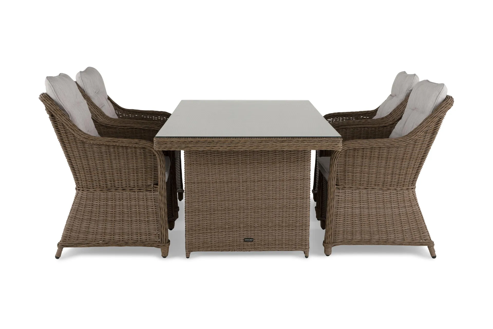 matgrupp utomhus marcus 200 + 4 fåtöljer m dyna - natur