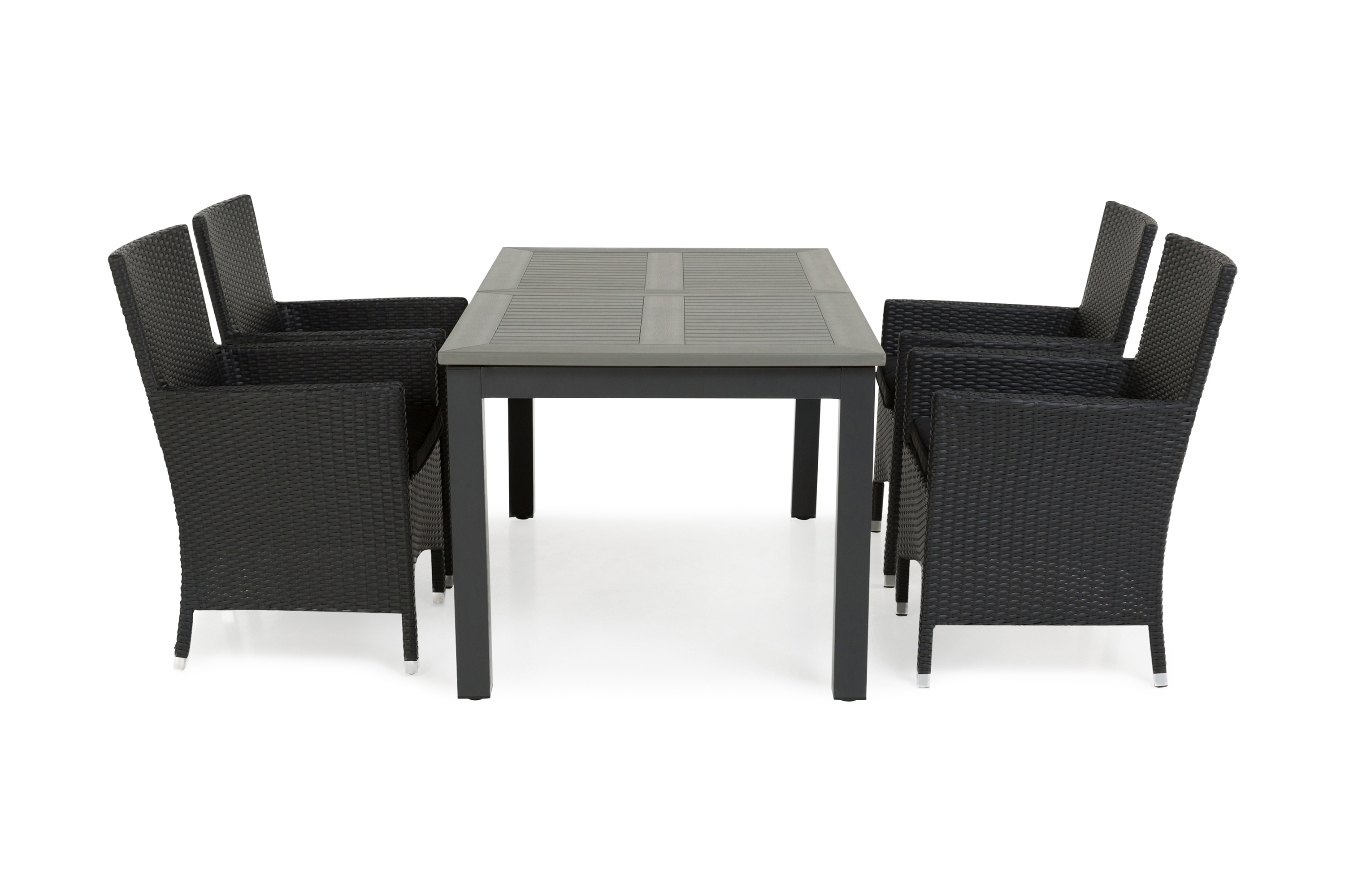 matgrupp utomhus monaco 152-210 + 4 thor lyx fåtölj - svartsvart