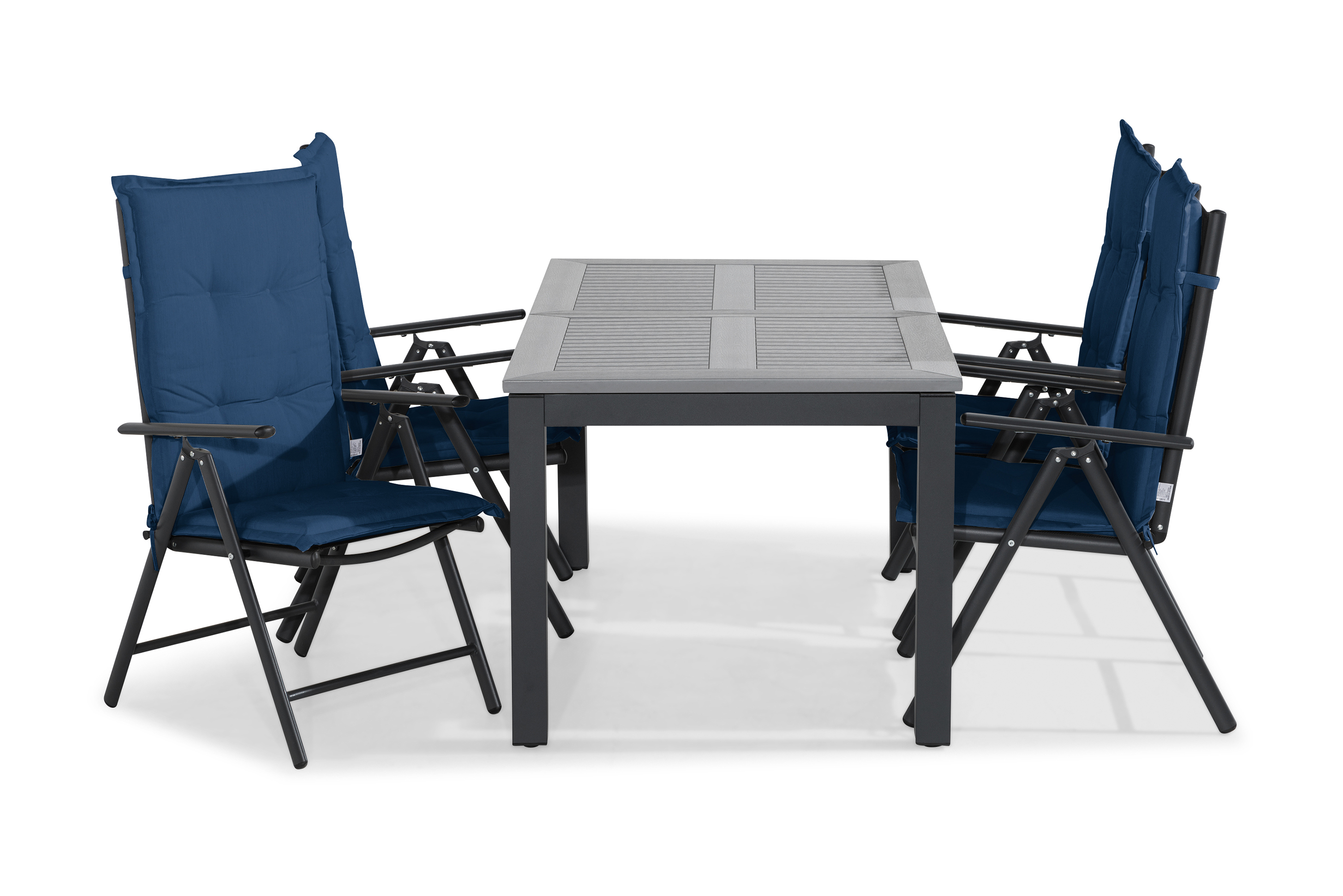 matgrupp utomhus monaco 152-210x90 + 4 maggie positionsstol m dyna - svartblå
