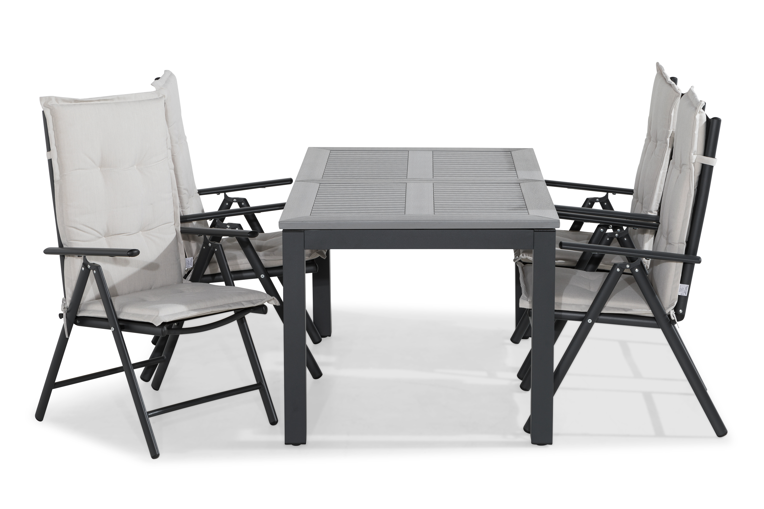 matgrupp utomhus monaco 152-210x90 + 4 maggie positionsstol m dyna - svartoffwhite