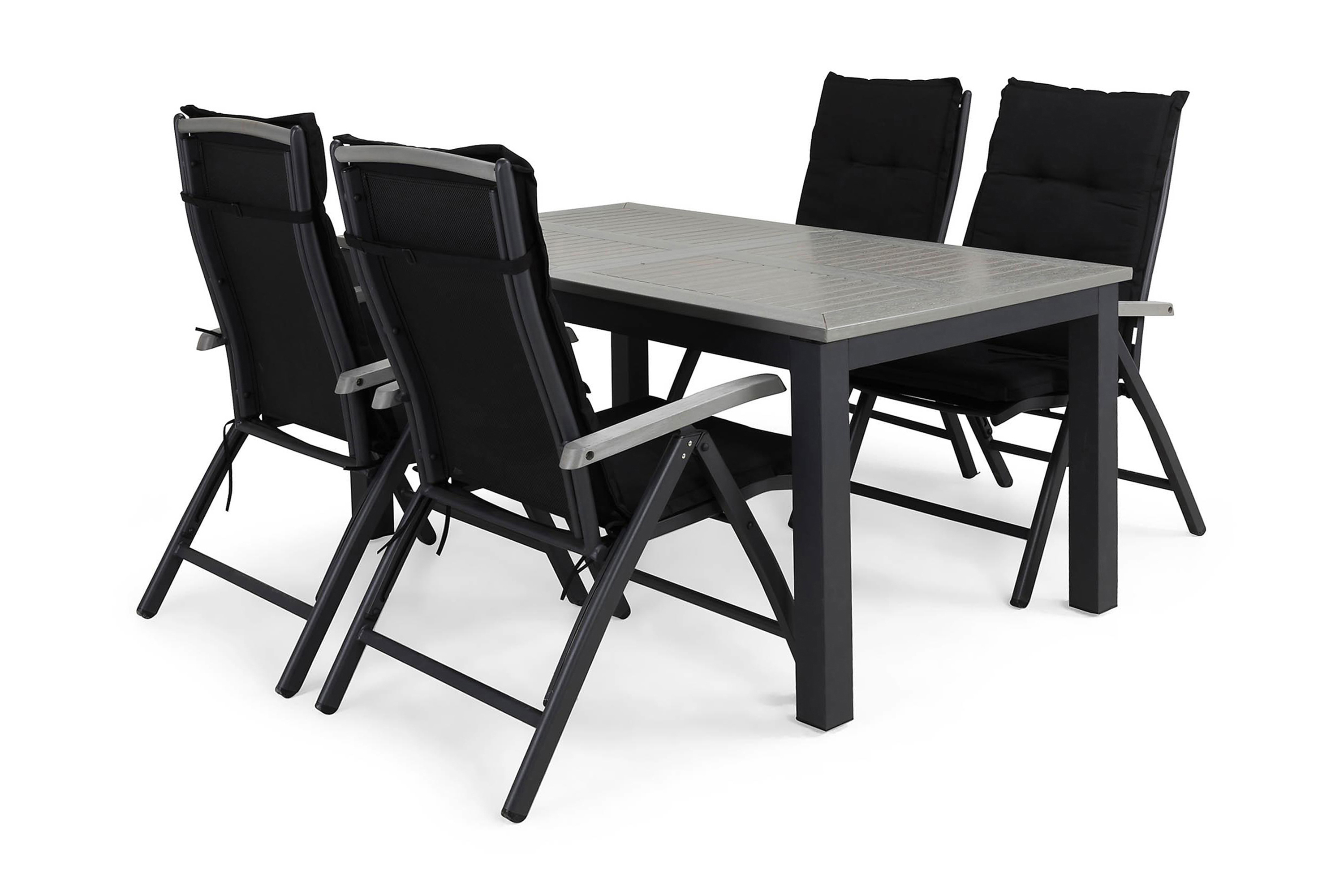 matgrupp utomhus monaco 152-210x90 + 4 monaco positionsstol m dyna - svartgrå