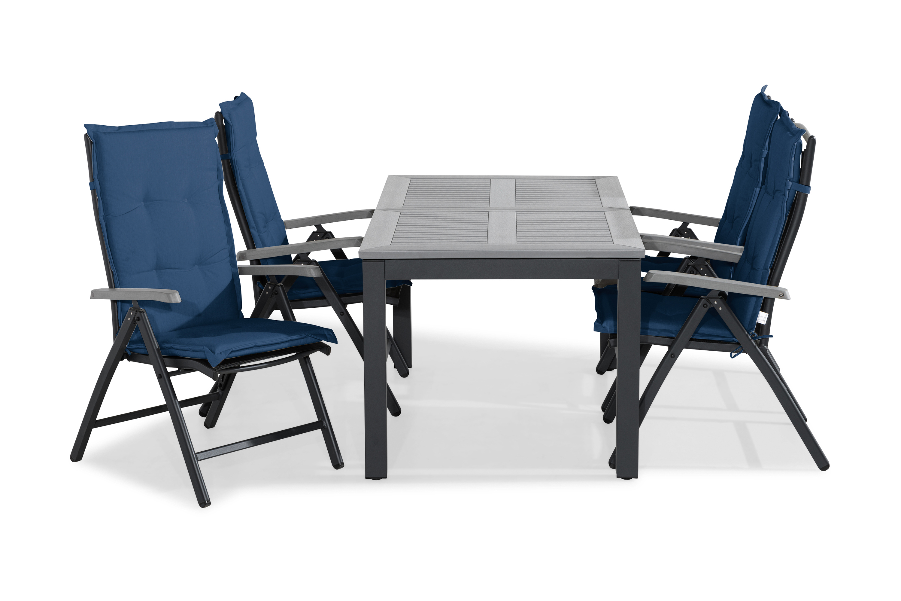 matgrupp utomhus monaco 152-210x90 + 4 monaco positionsstol m dyna - svartgråblå