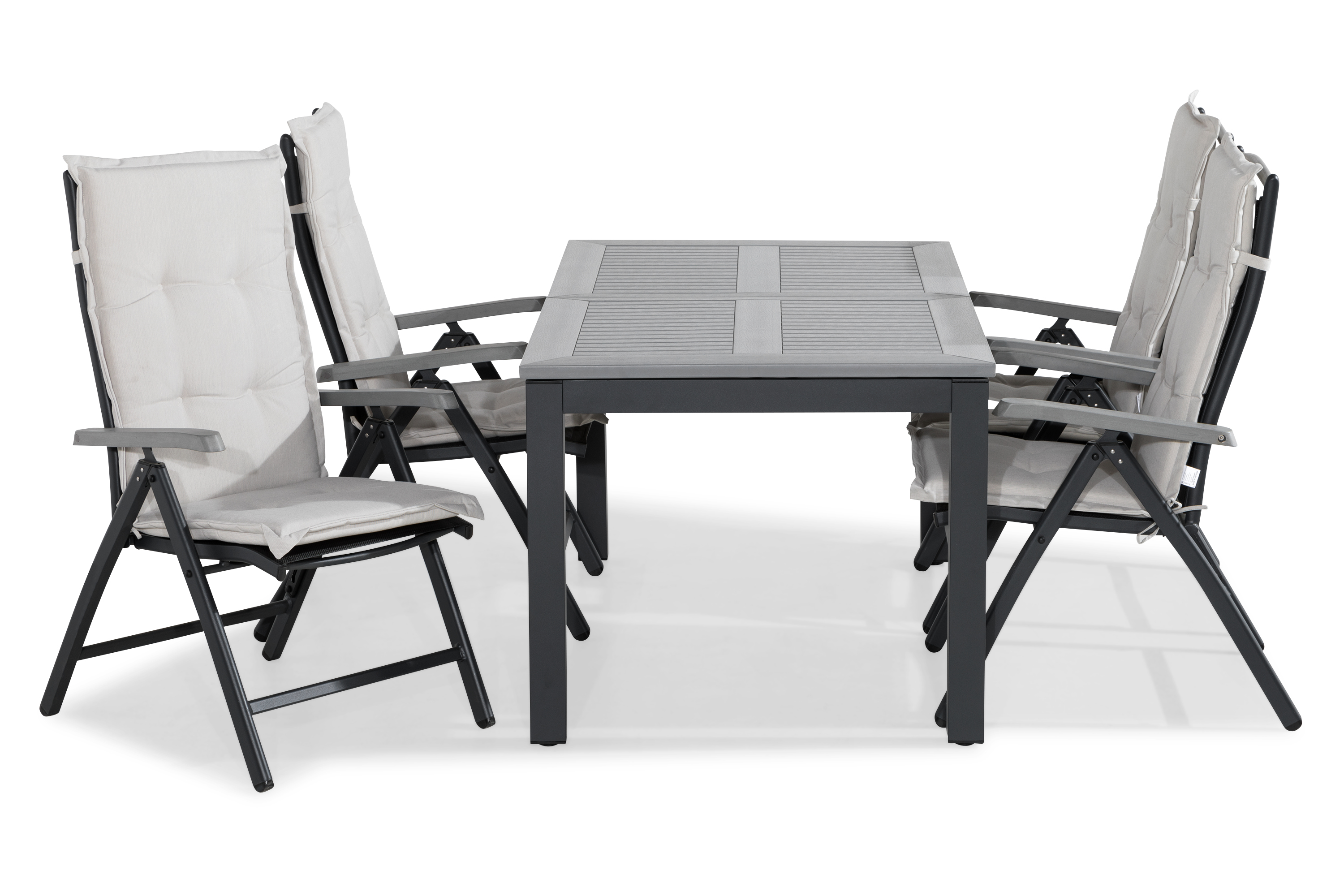 matgrupp utomhus monaco 152-210x90 + 4 monaco positionsstol m dyna - svartgråoffwhite