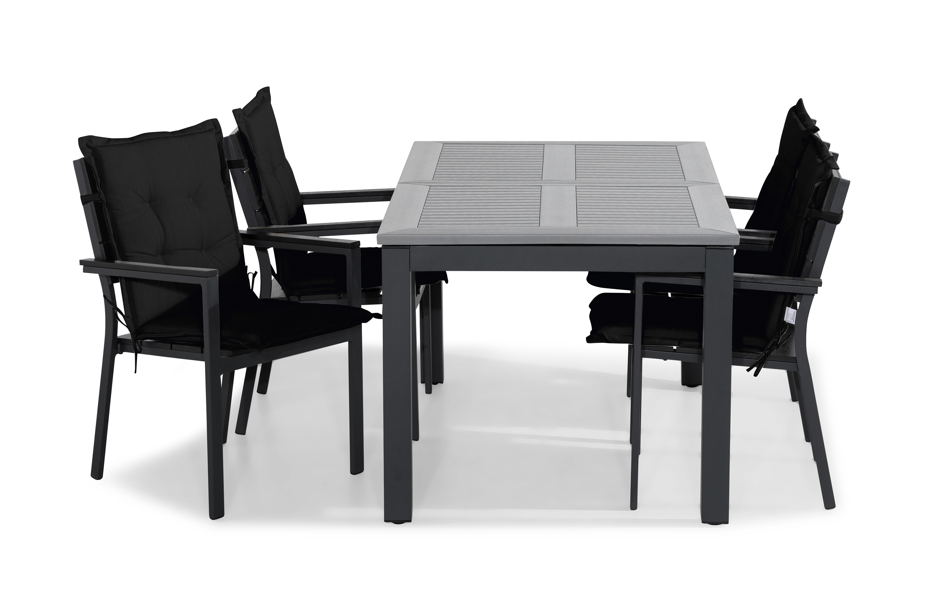 matgrupp utomhus monaco 152-210x90 + 4 tunis stapelstol m dyna - svart