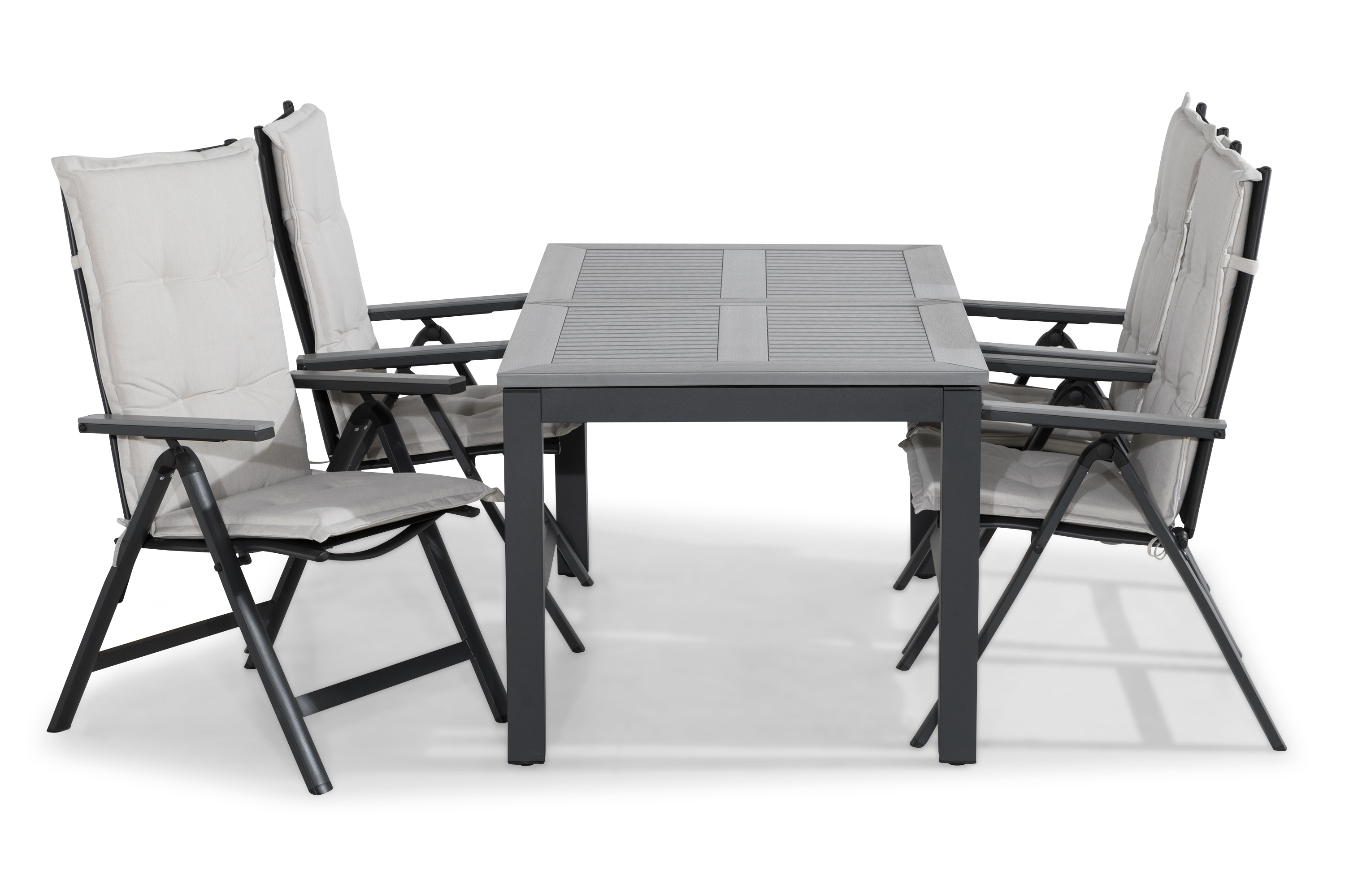 matgrupp utomhus monaco 152-210x90+4 monaco light positionsstol dyna - svartgråoffwhite