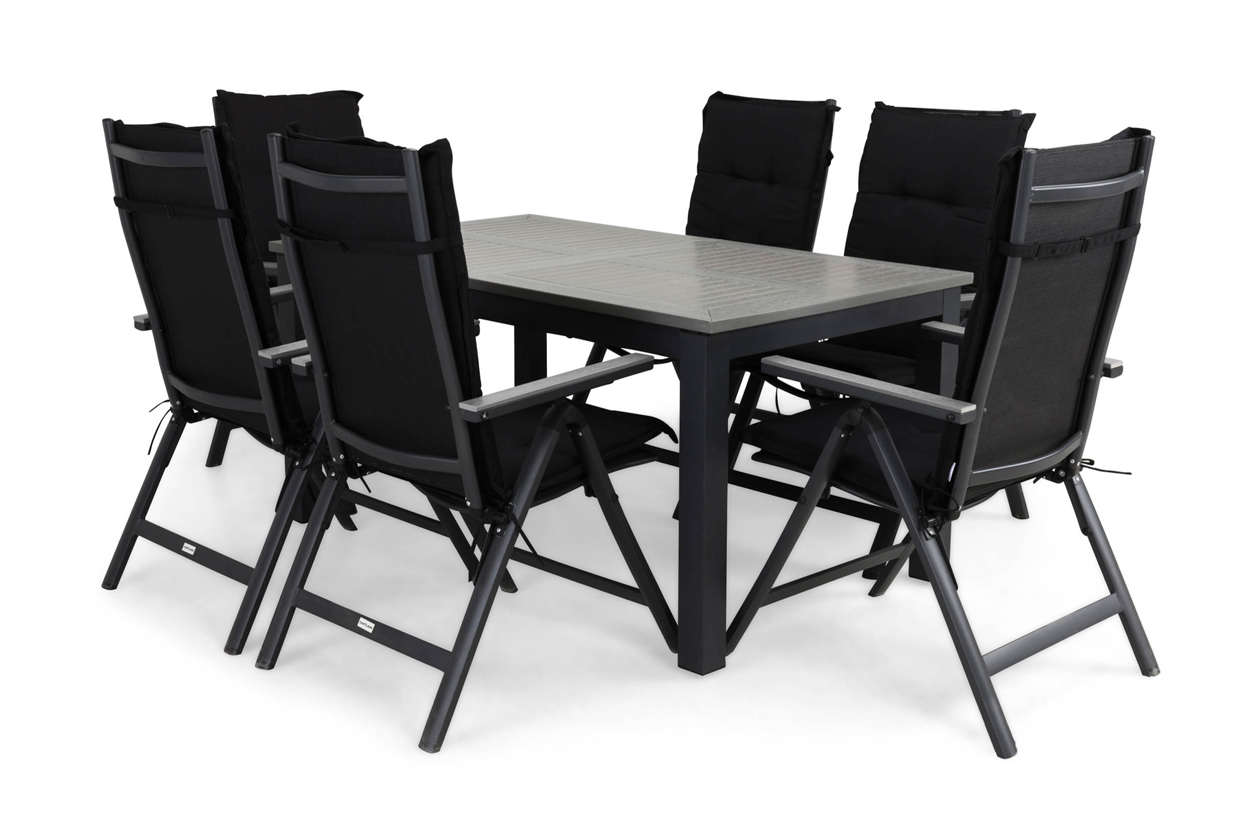 matgrupp utomhus monaco 152-210x90+6 monaco light positionsstol dyna - svartgrå