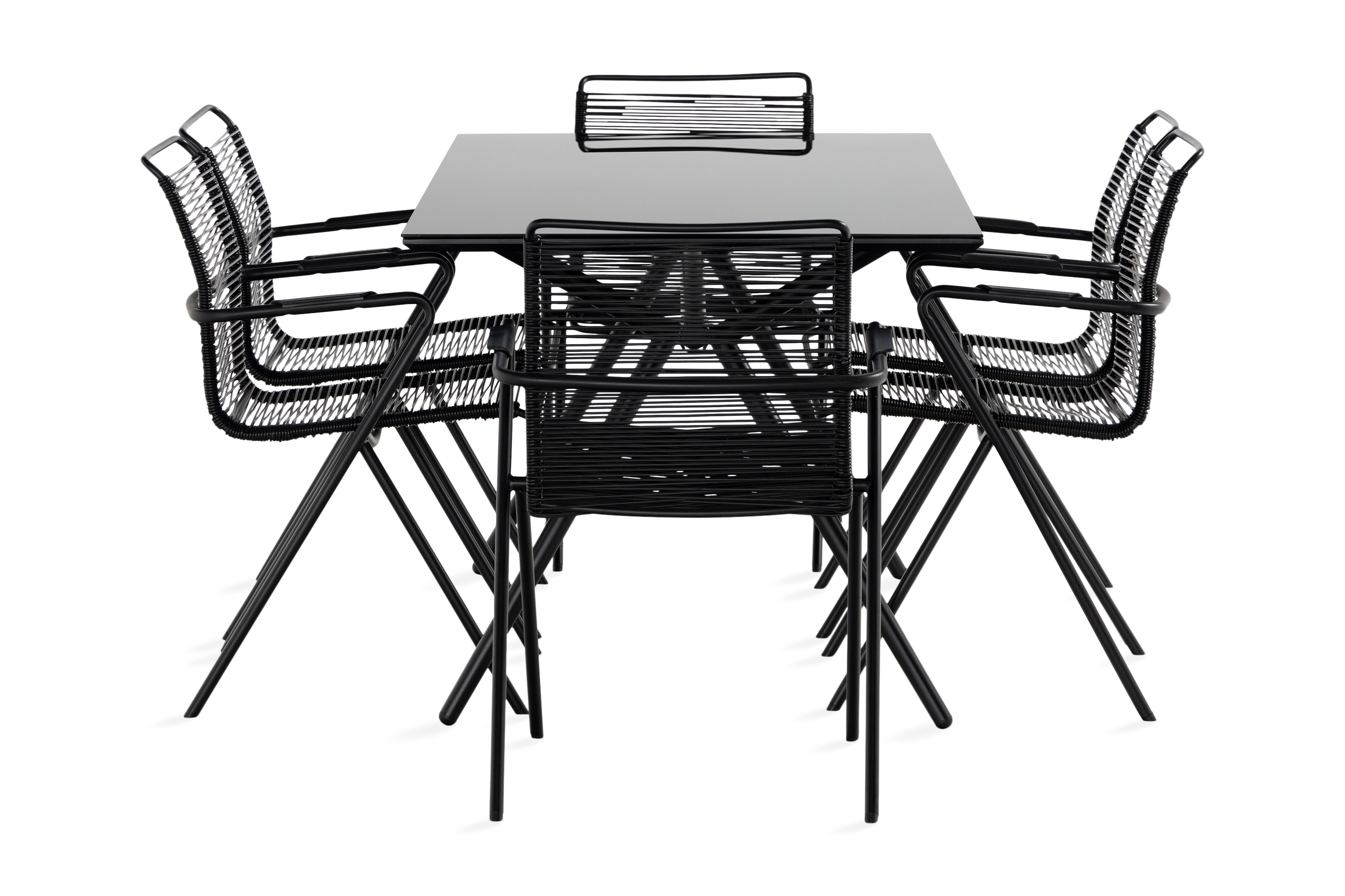 Matgrupp Utomhus Rosasco 160 cm 6 Utestolar Glas/Svart