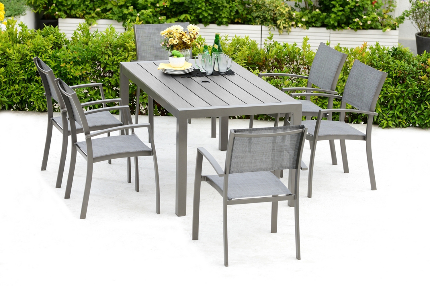 Matgrupp Utomhus Solana 160 cm 6 Stolar Grå