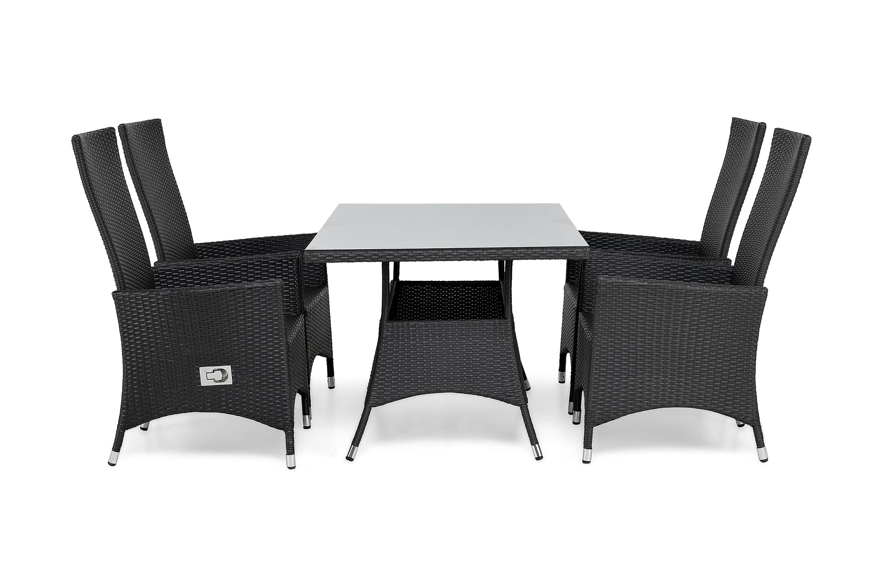 matgrupp utomhus thor 140 + 4 jenny ställbar fåtölj - svartsvart