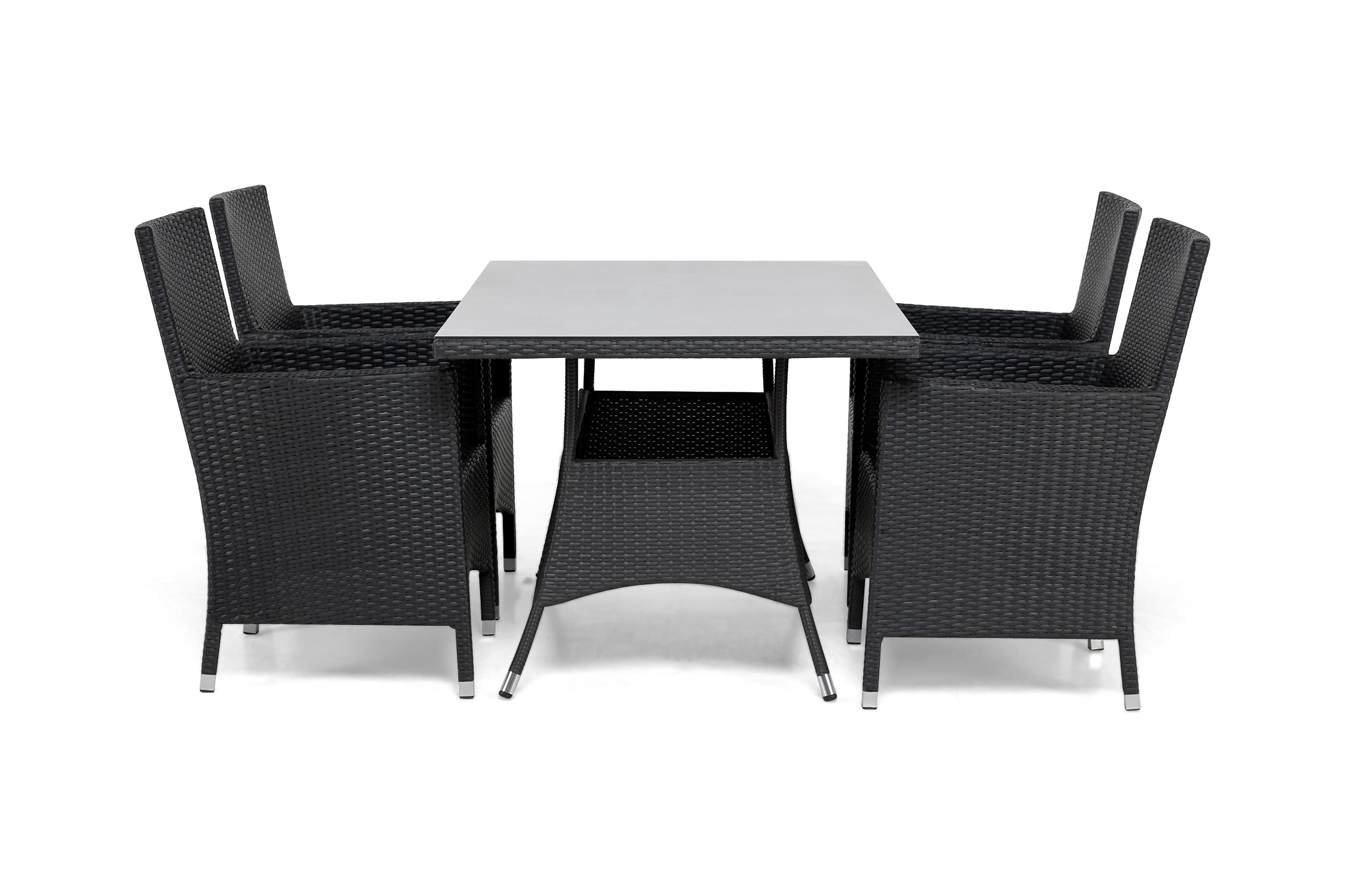 matgrupp utomhus thor 140 + 4 thor lyx fåtölj - svartsvart