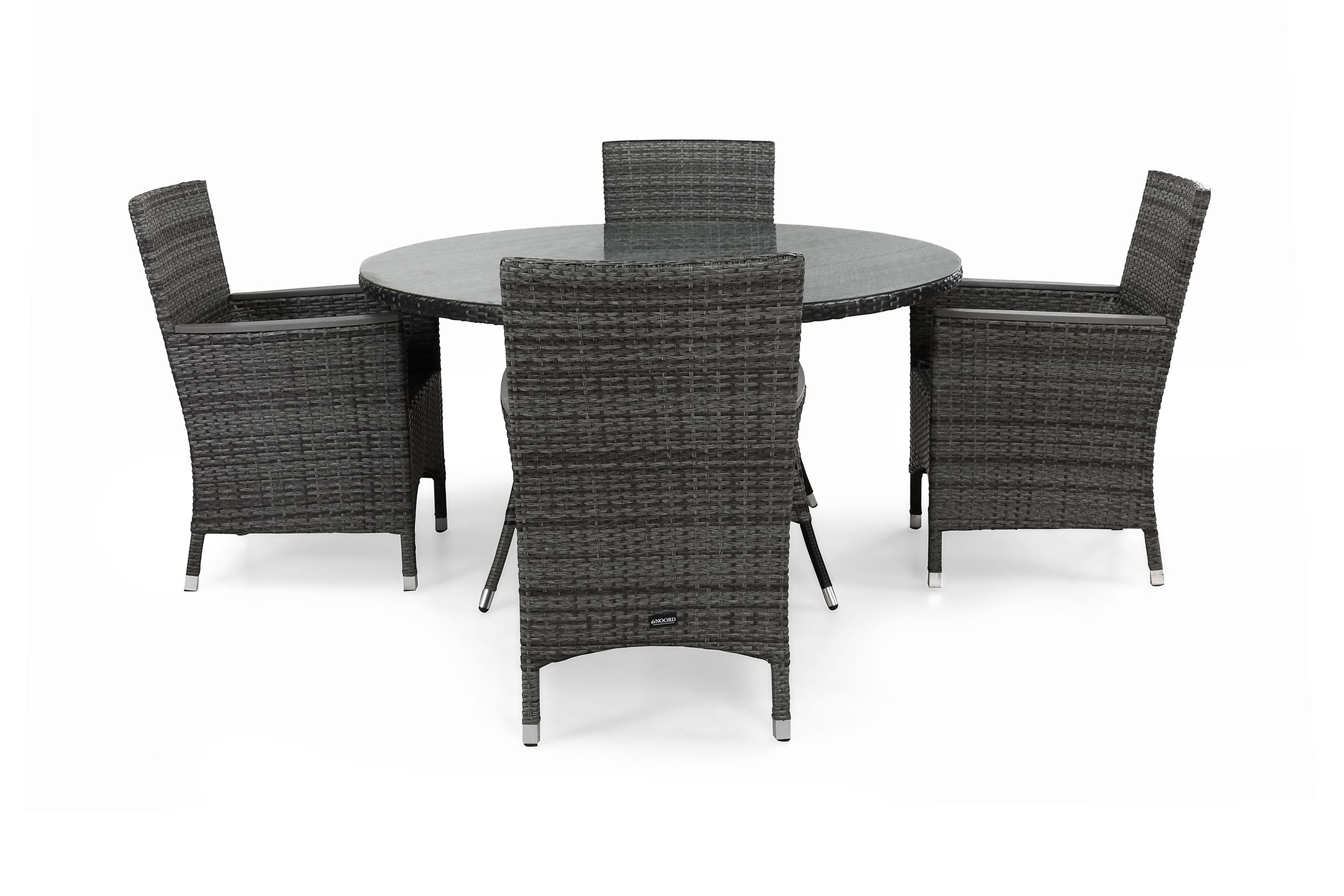 matgrupp utomhus thor ø140 + 4 fåtölj lyx m armstöd - gråaintwood