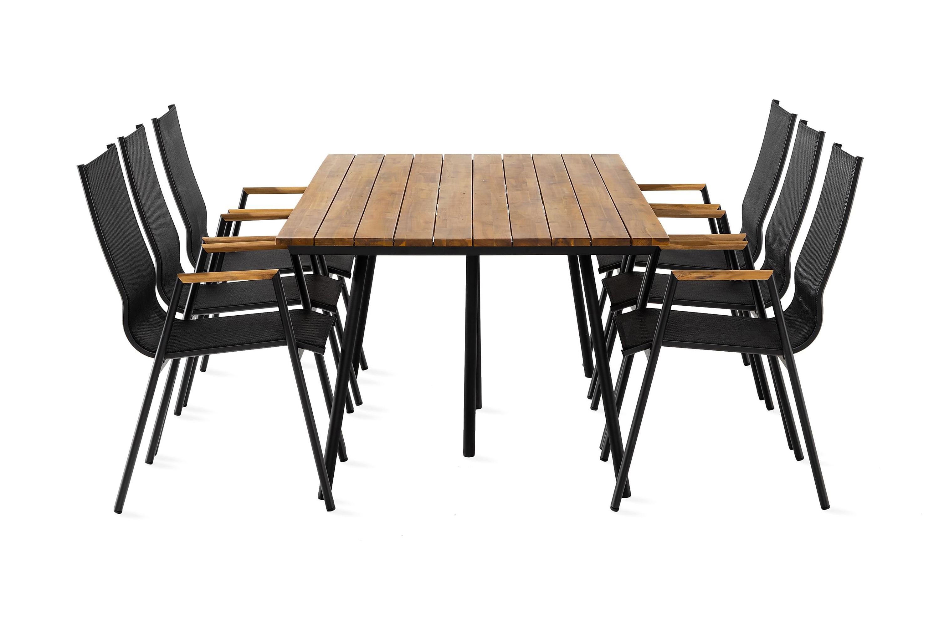 Matgrupp Utomhus Trio 6 Las Vegas Karmstolar SvartTeak