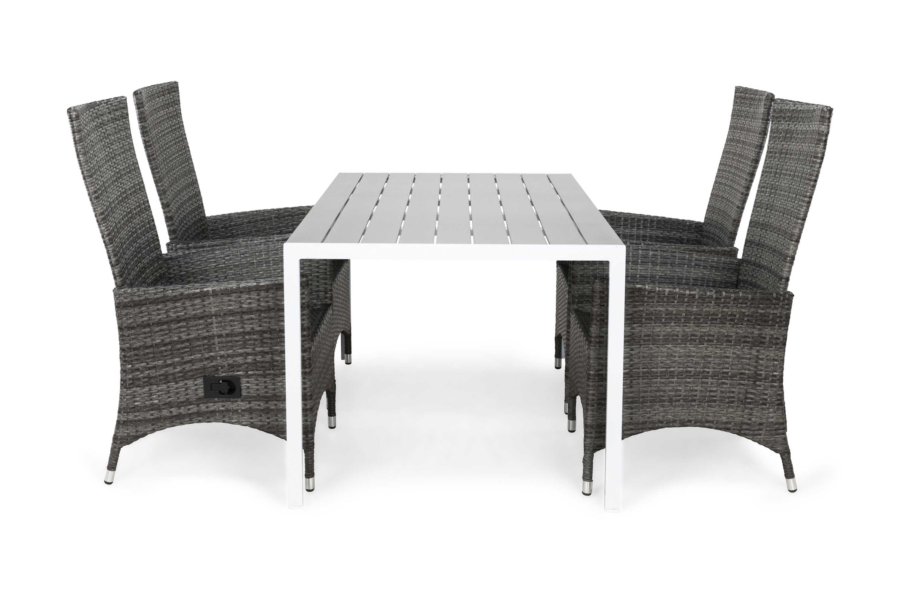 matgrupp utomhus tunis 150 + 4 jenny ställbar fåtölj - vitgrå
