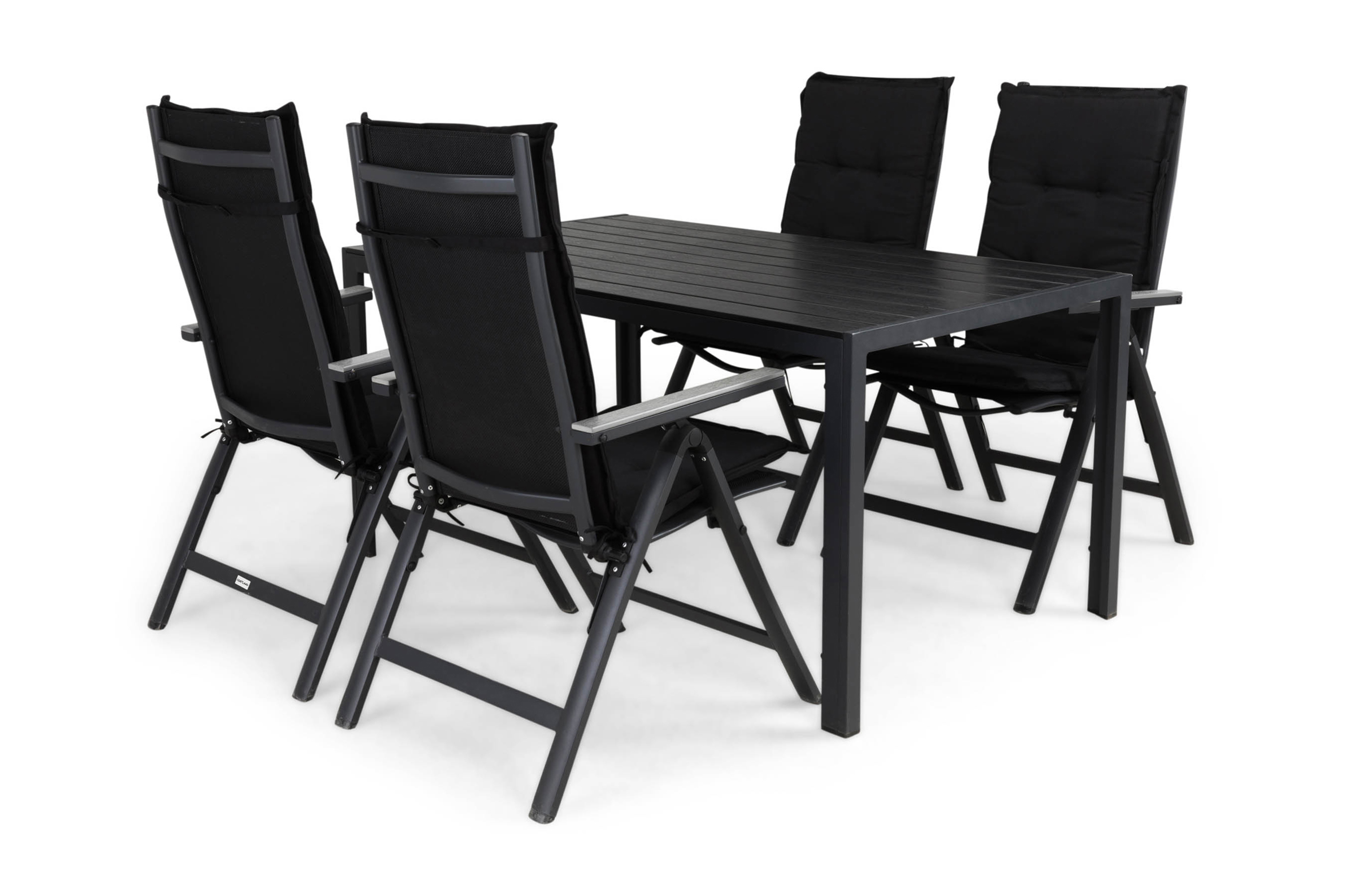 Matgrupp Utomhus Tunis 150x90 4 Monaco Light Positionsstol m Dyna SvartGrå