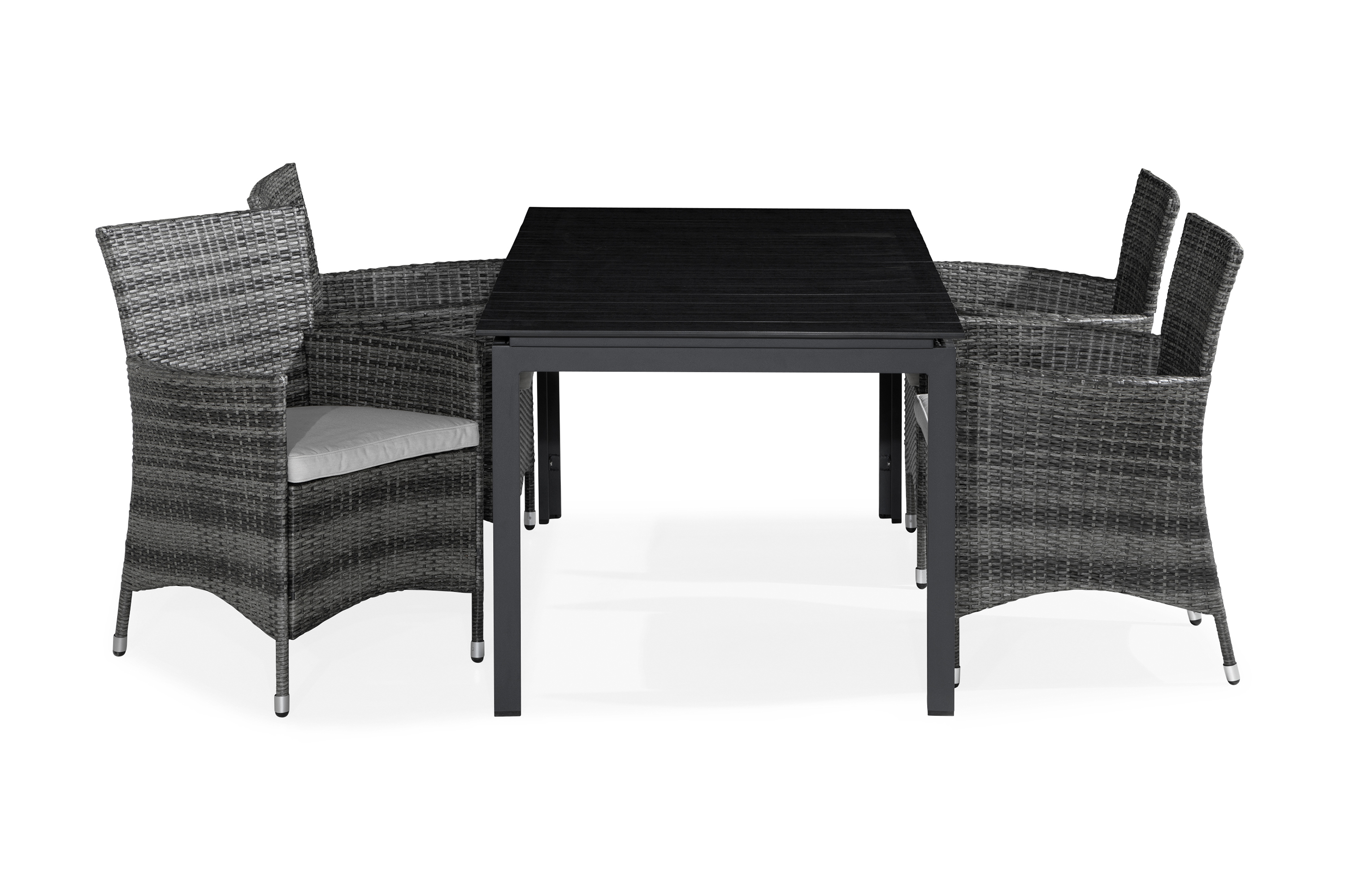 Matgrupp Utomhus Tunis 150x90 4 Thor Fåtölj m Dyna GråOffwhite