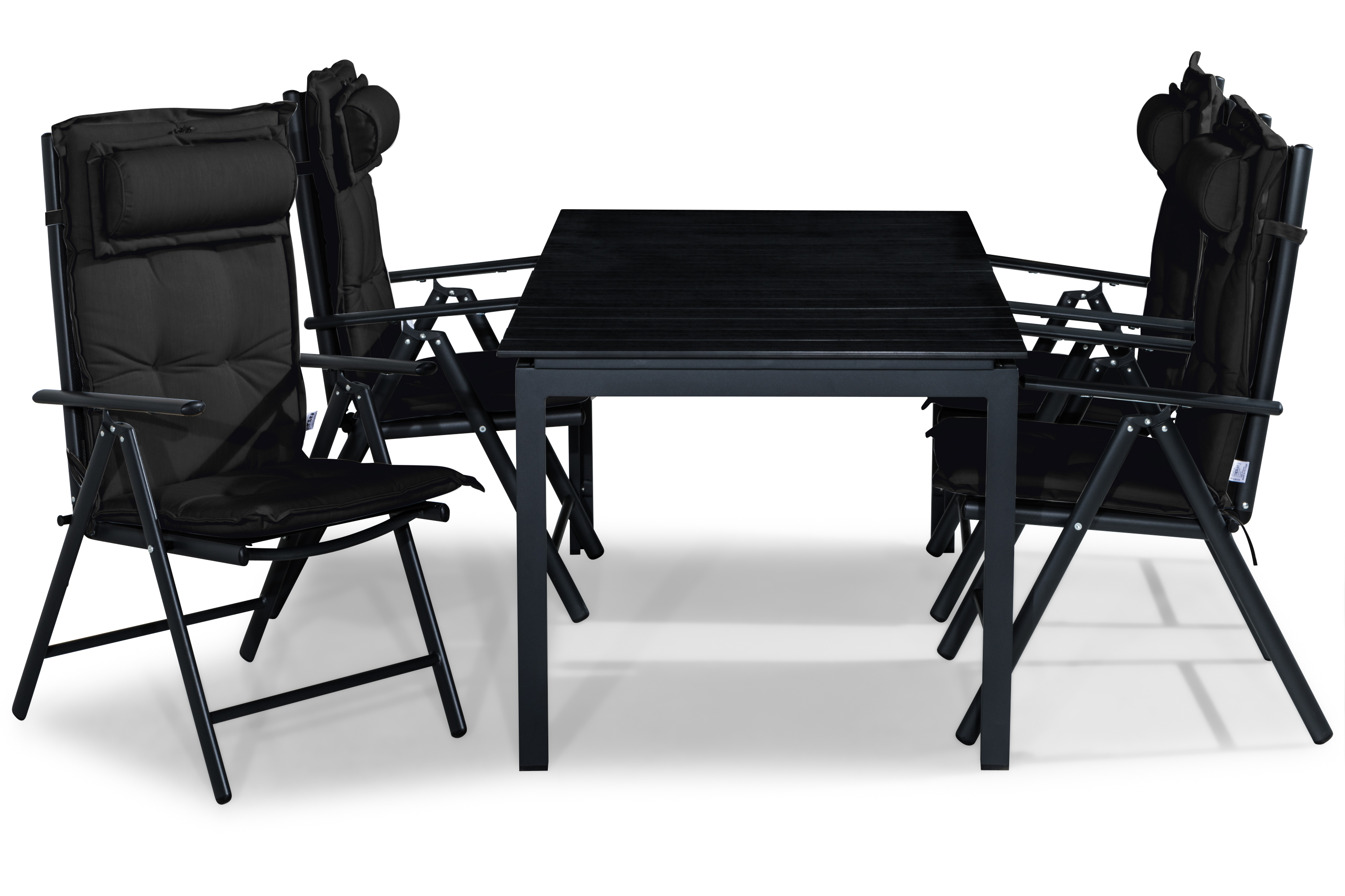 matgrupp utomhus tunis 152-210x90 + 4 maggie positionsstol m dyna - svart