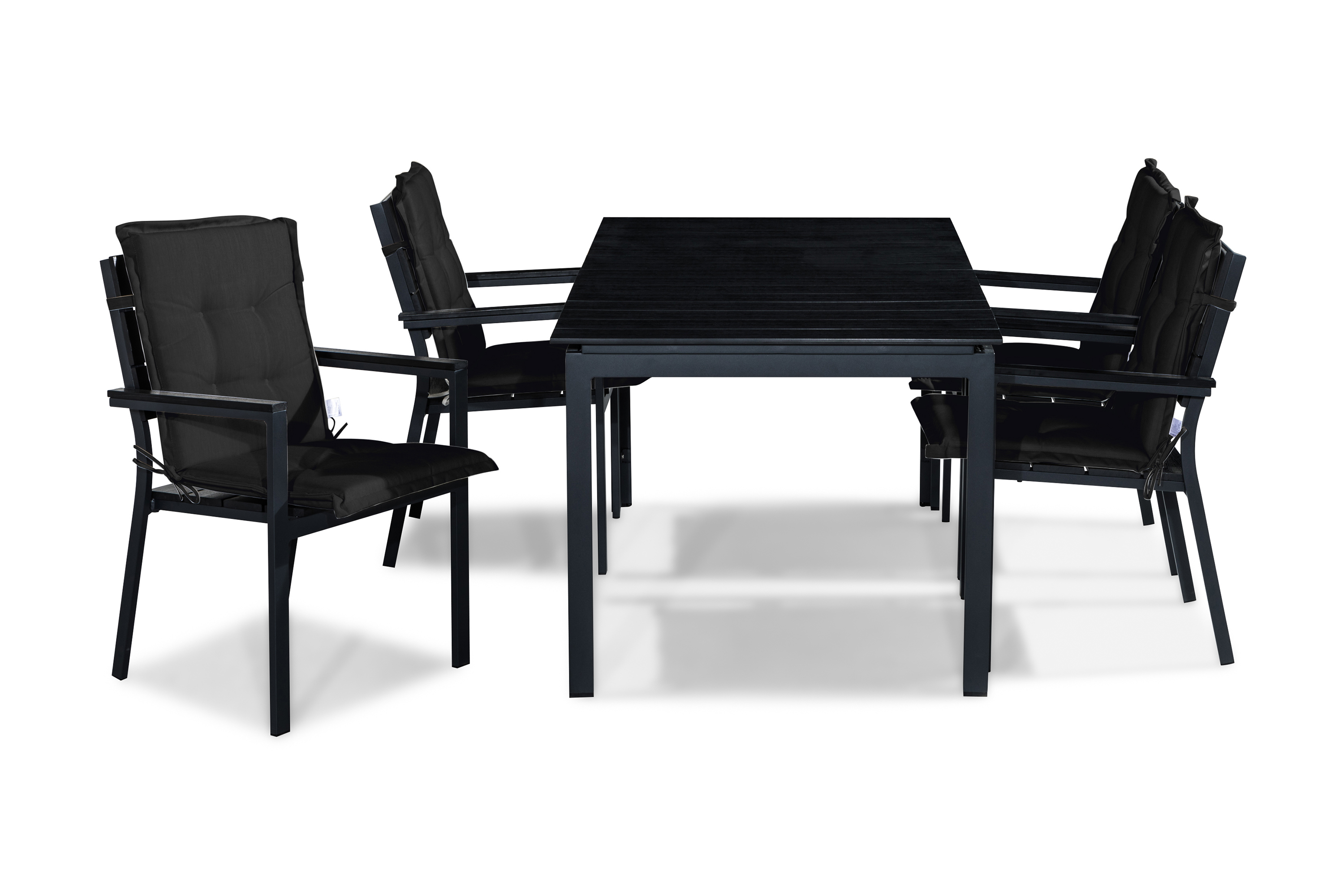 Matgrupp Utomhus Tunis 152-210x90 4 Stapelstolar m Dyna Svart