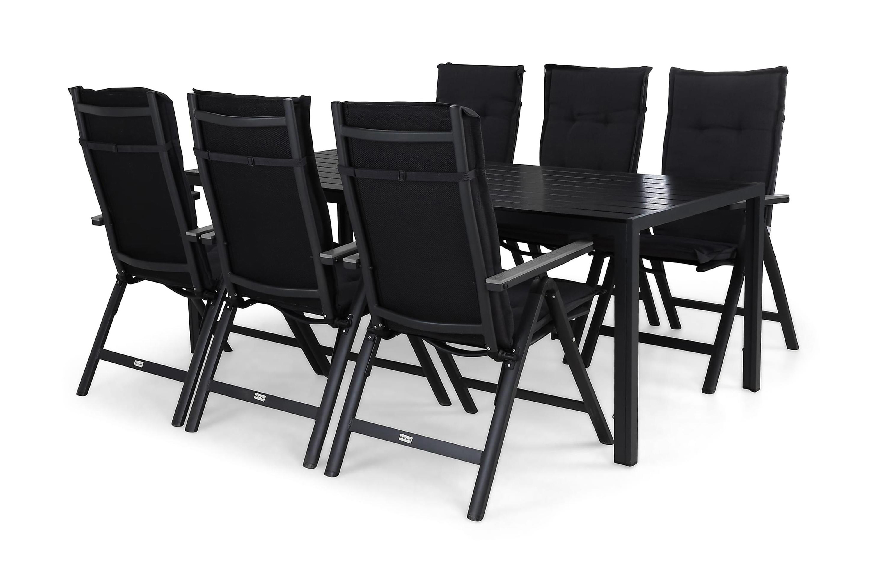 matgrupp utomhus tunis 205x90 + 6 monaco light positionsstol m dyna - svartgrå