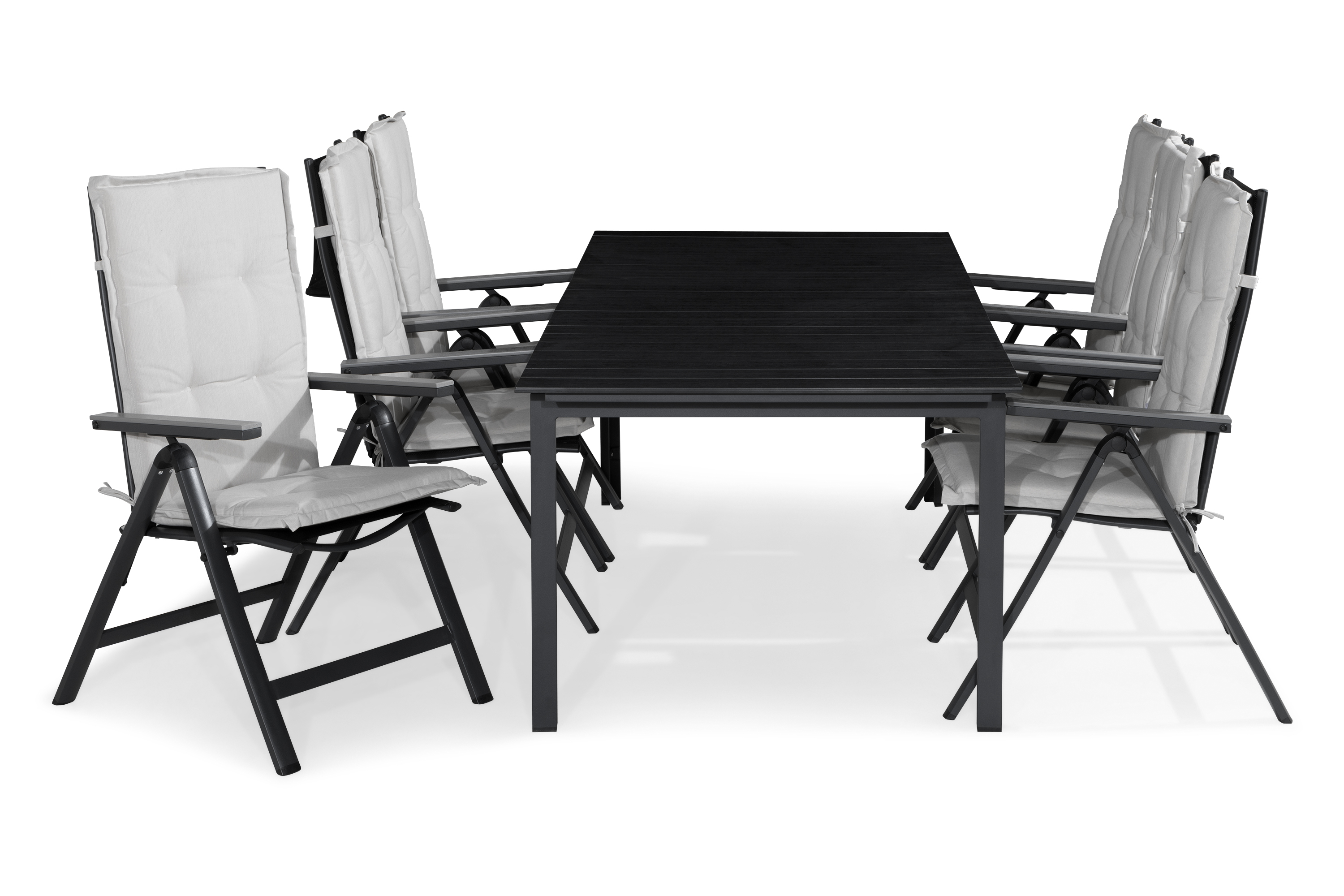 matgrupp utomhus tunis 205x90 + 6 monaco light positionsstol m dyna - svartgråoffwhite