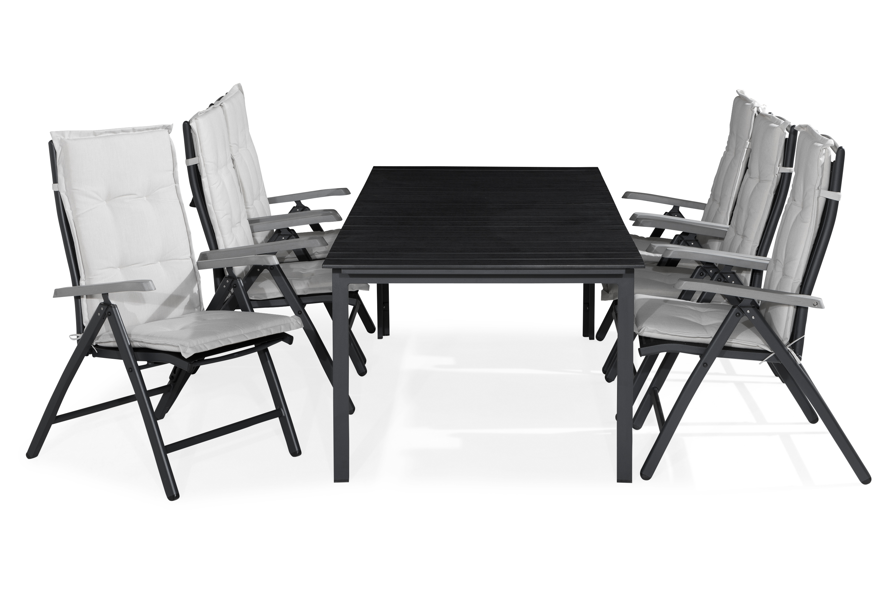 matgrupp utomhus tunis 205x90 + 6 monaco lyx positionsstol m dyna - svartgråoffwhite