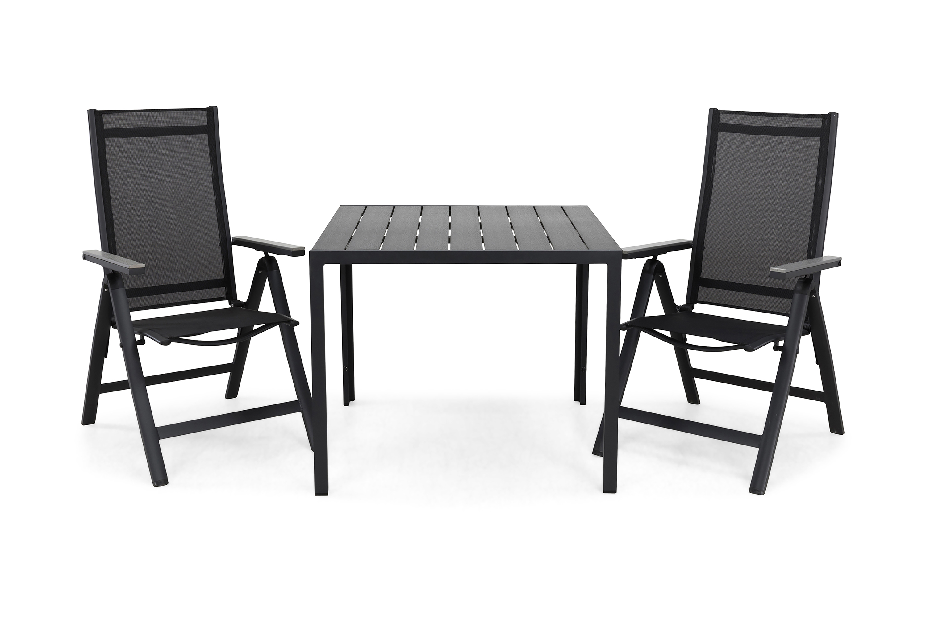 matgrupp utomhus tunis 90 + 2 monaco positionsstol - svart/svart/grå