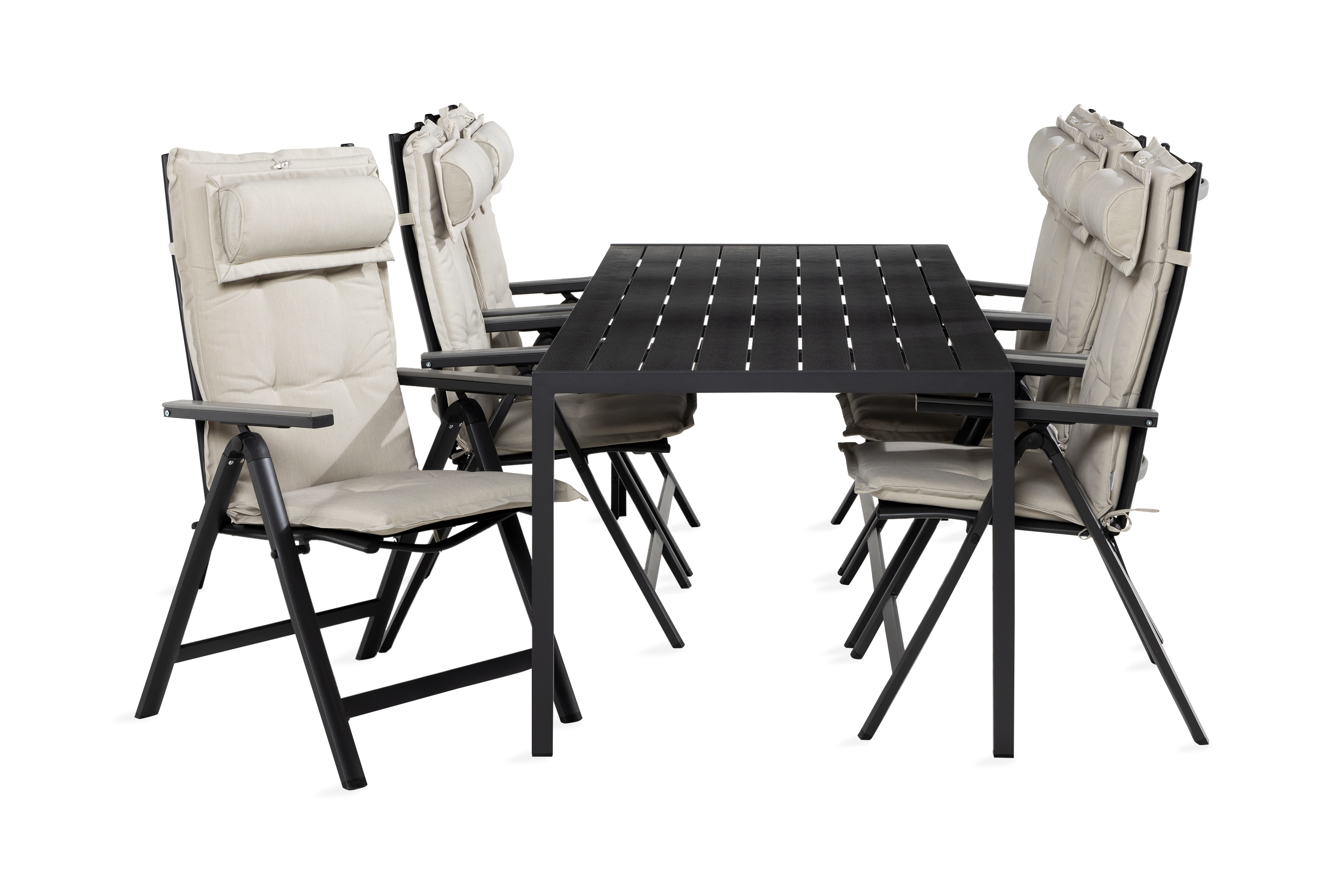 matgrupp utomhus tunis 90x205 + 6 monaco light stol m dyna - svartgråoffwhite