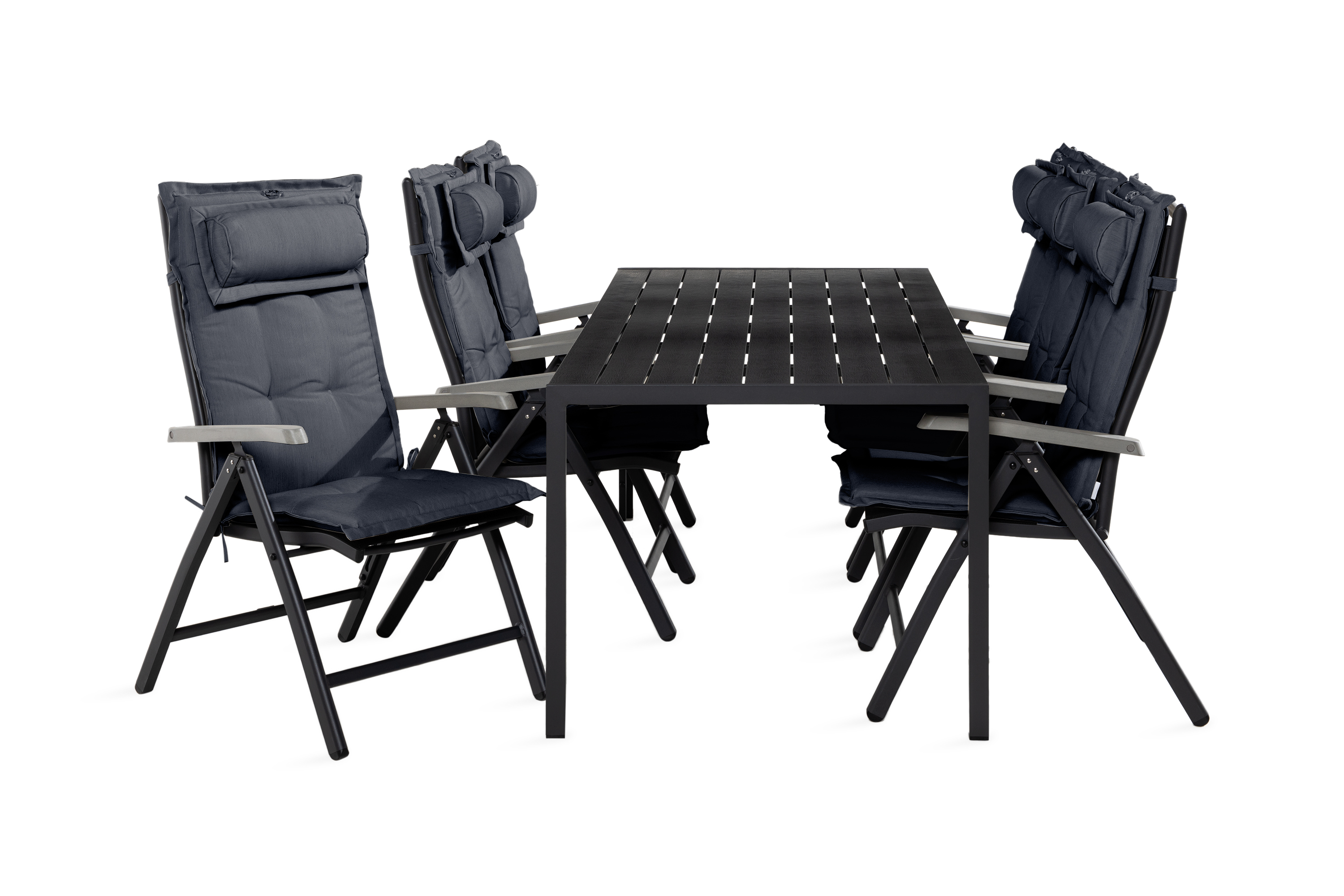 matgrupp utomhus tunis 90x205 + 6 monaco positionsstol m dyna - svartgrå