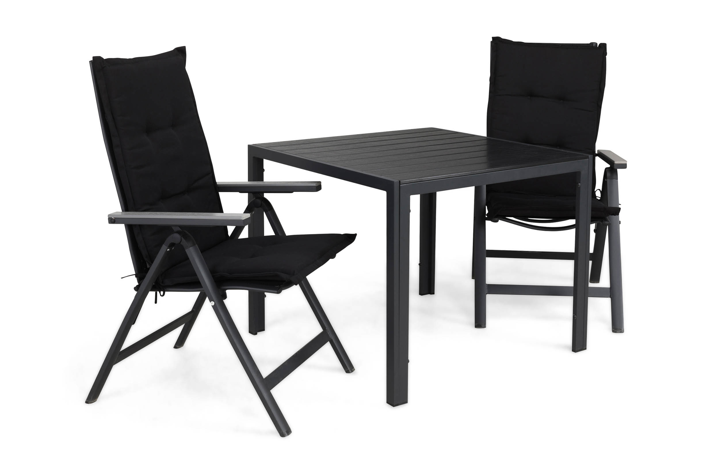 matgrupp utomhus tunis 90x90 + 2 monaco light positionsstol m dyna - svartgrå