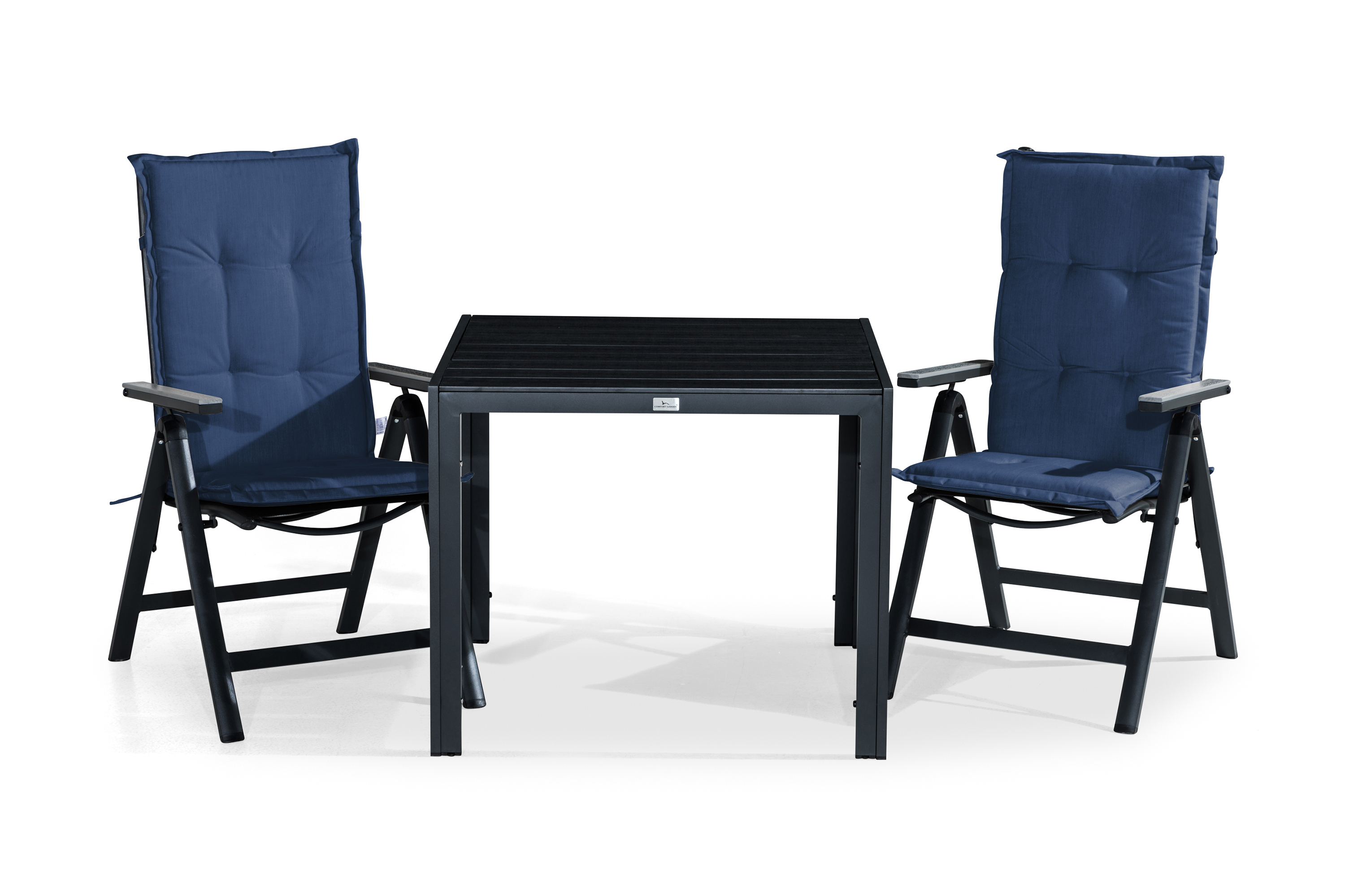 matgrupp utomhus tunis 90x90 + 2 monaco light positionsstol m dyna - svartgråblå