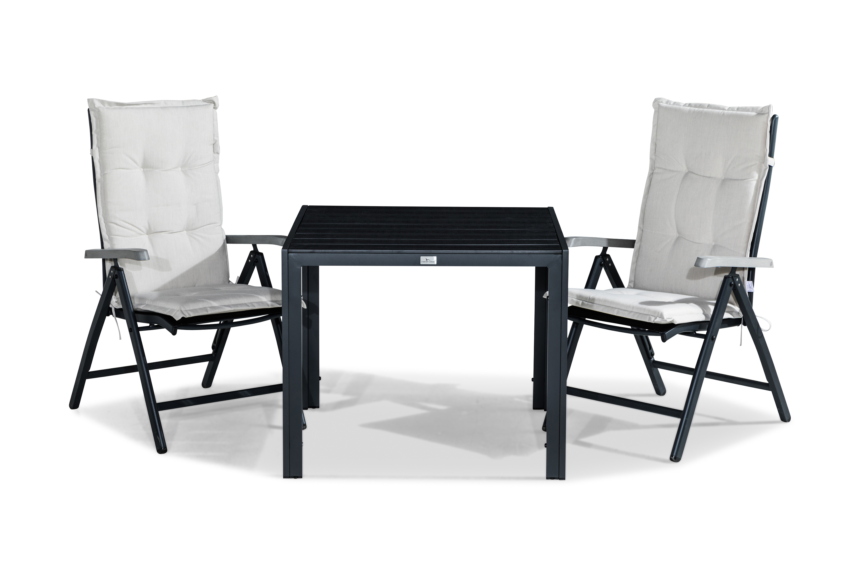 matgrupp utomhus tunis 90x90 + 2 monaco lyx positionsstol m dyna - svartgråoffwhite