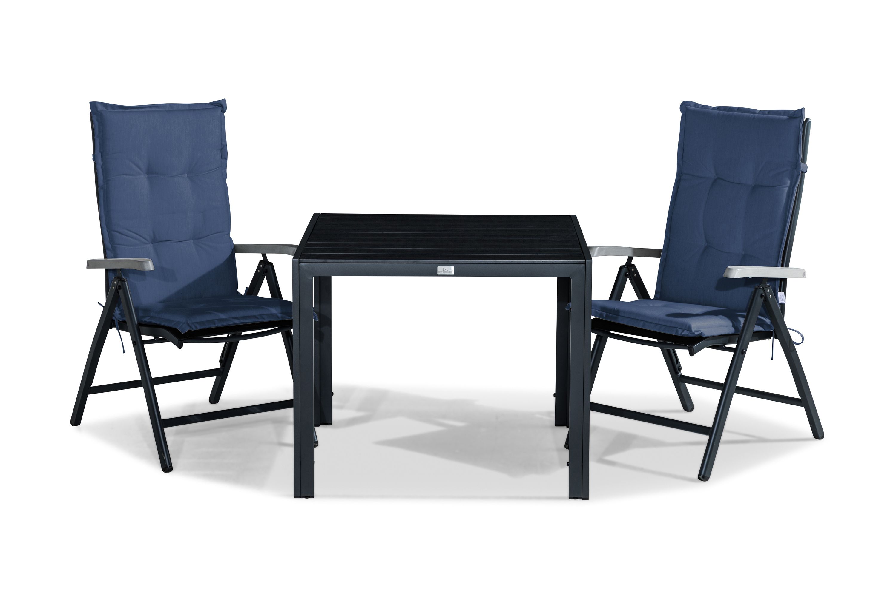 matgrupp utomhus tunis 90x90 + 2 monaco lyx positionsstol m dyna - svartgråblå