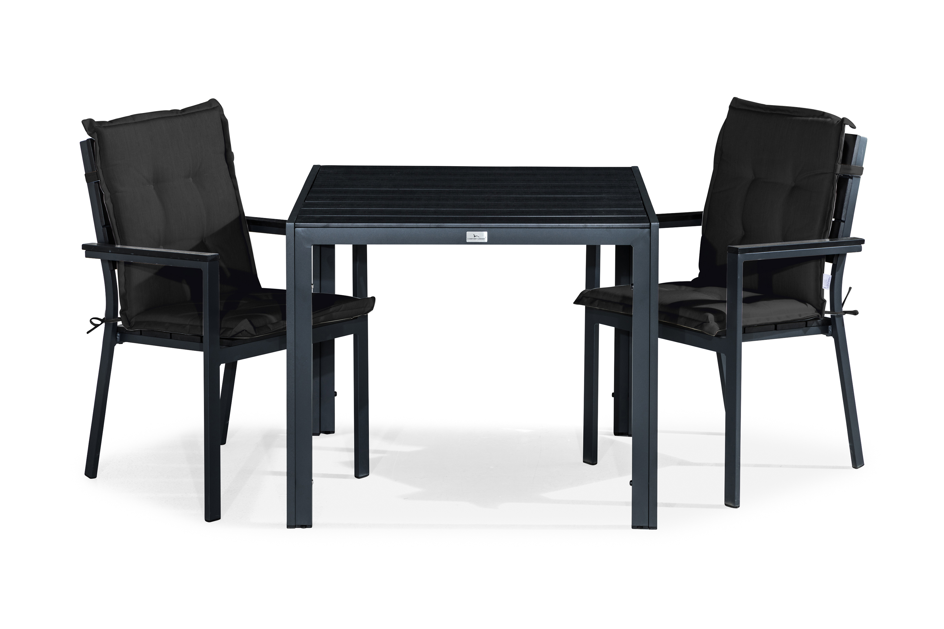 Matgrupp Utomhus Tunis 90x90 2 Stapelstolar m Dyna Svart