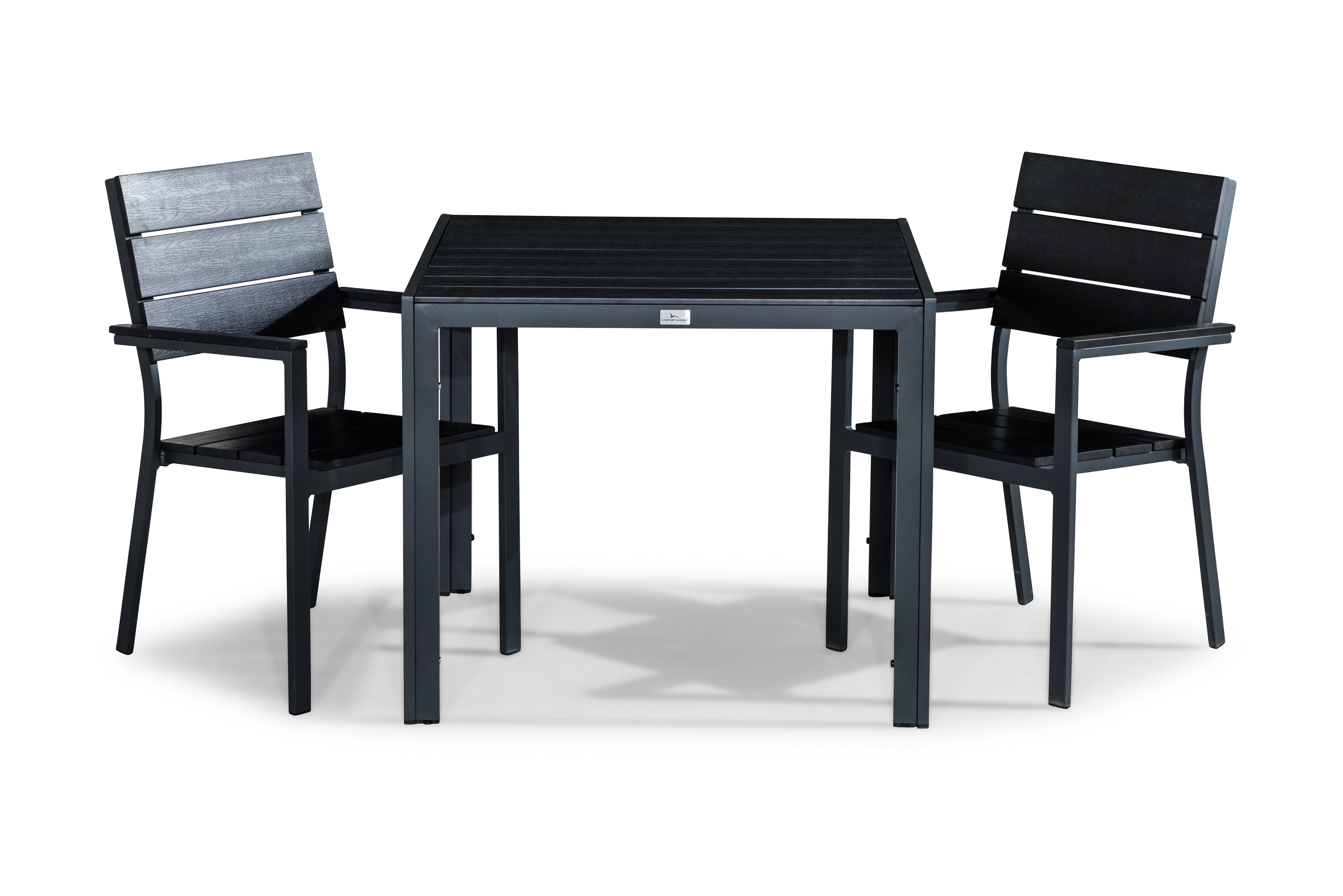 Matgrupp Utomhus Tunis 90x90 2 Stapelstolar Svart