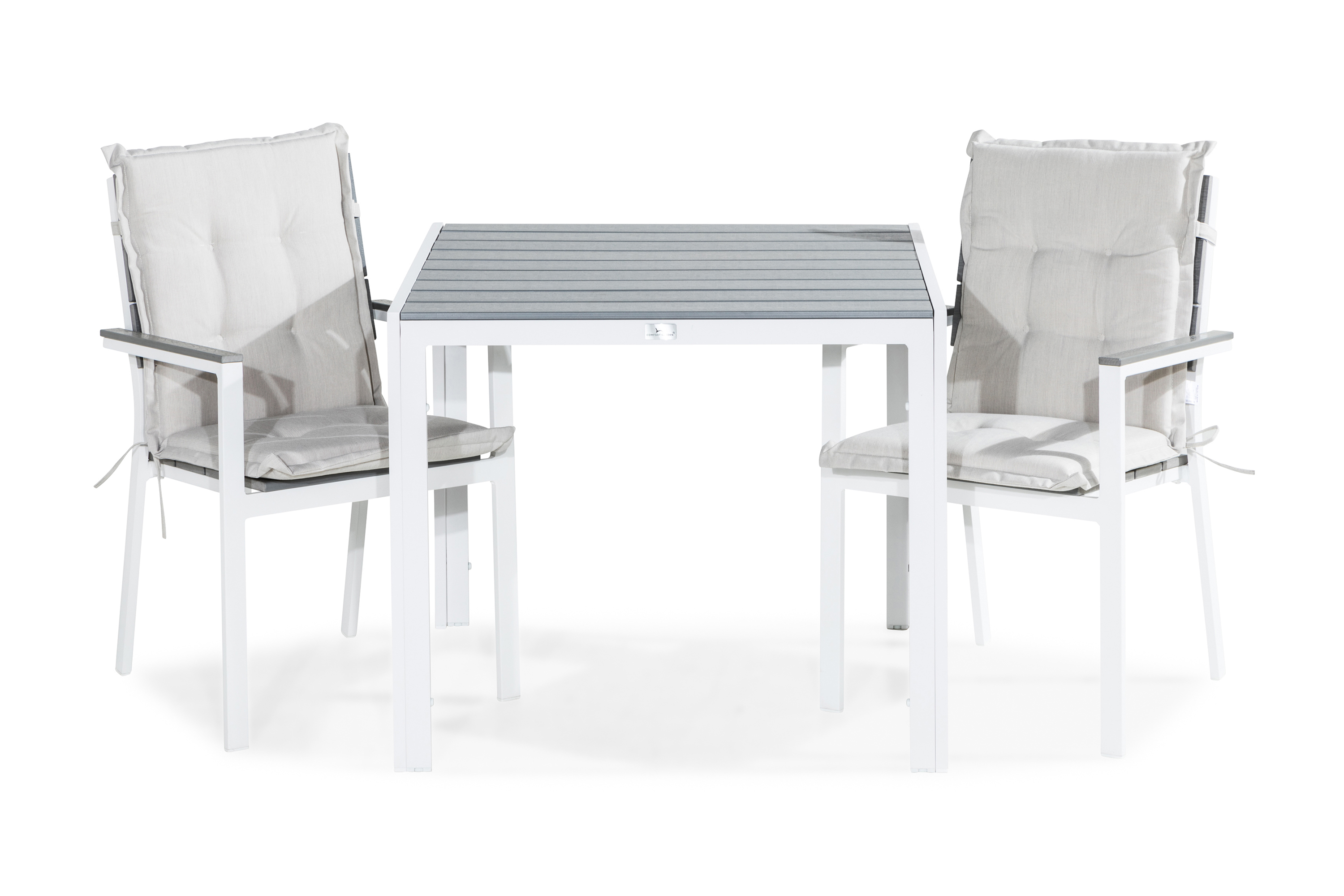 matgrupp utomhus tunis 90x90 + 2 tunis stapelstol m dyna - vitgråoffwhite