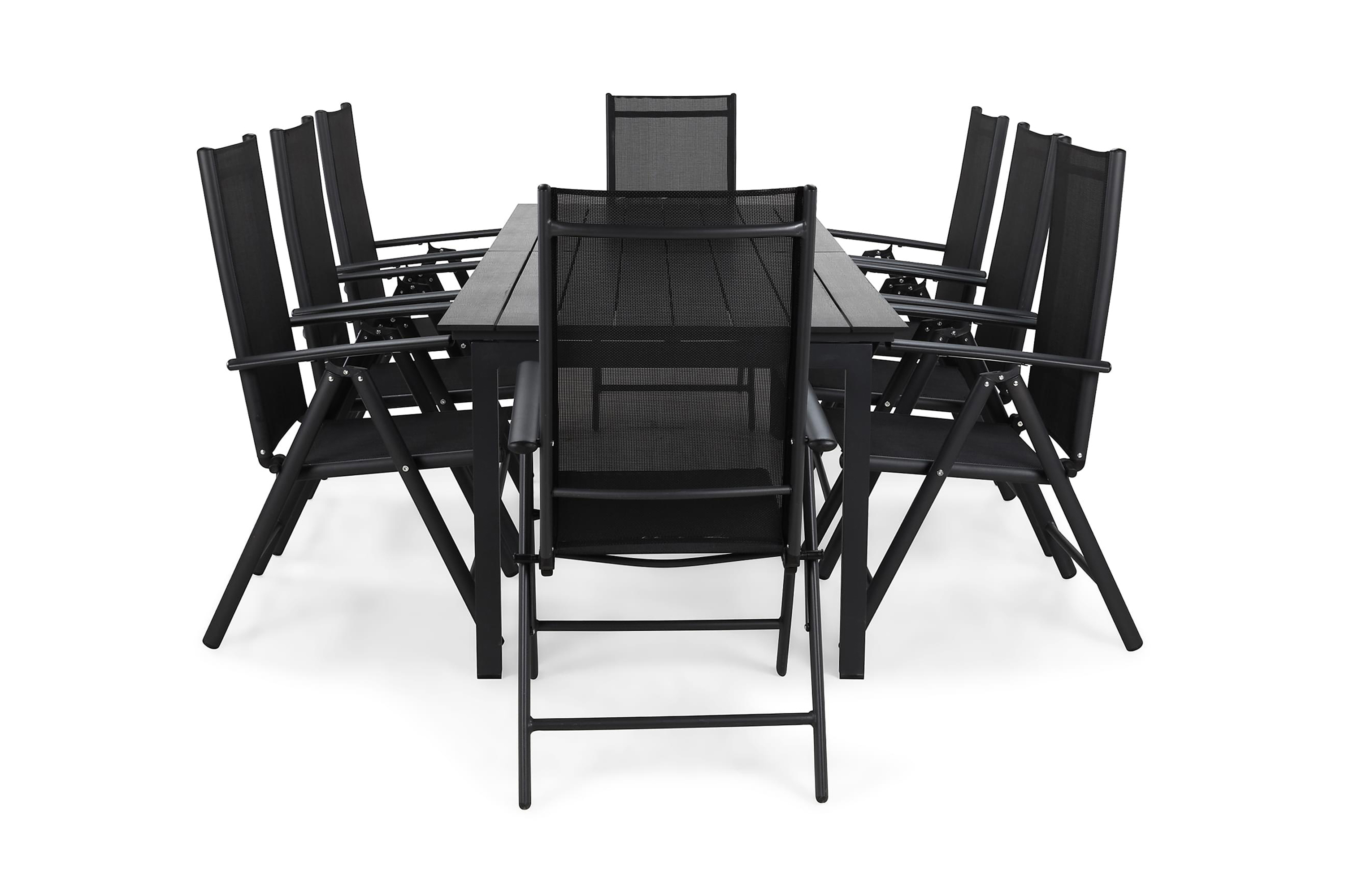 Matgrupp Utomhus Portland 220-280x90 8 Maggie Positionsstol Svart