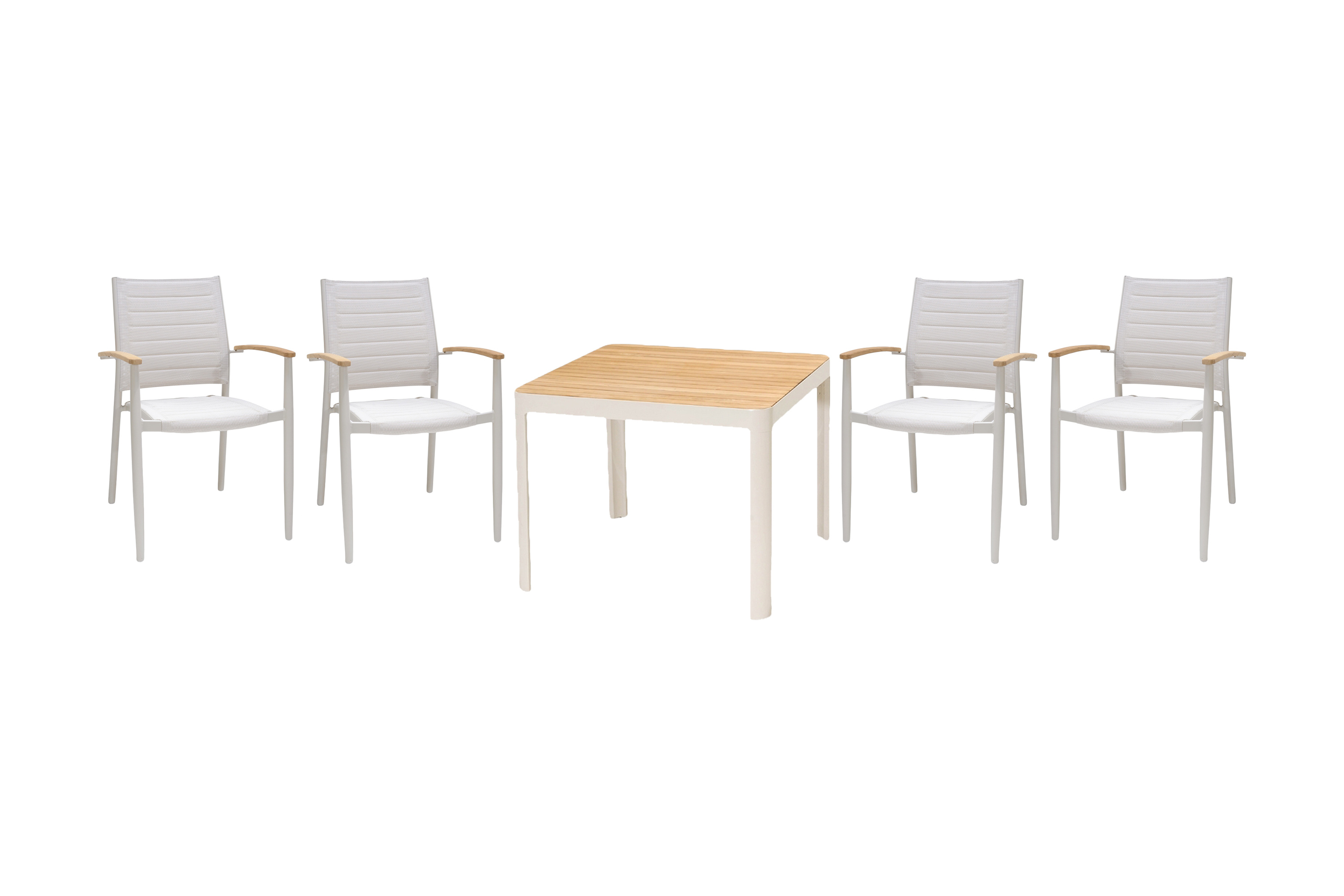Matgrupp Portals 95 cm 4 Karmstolar Vit/Trä