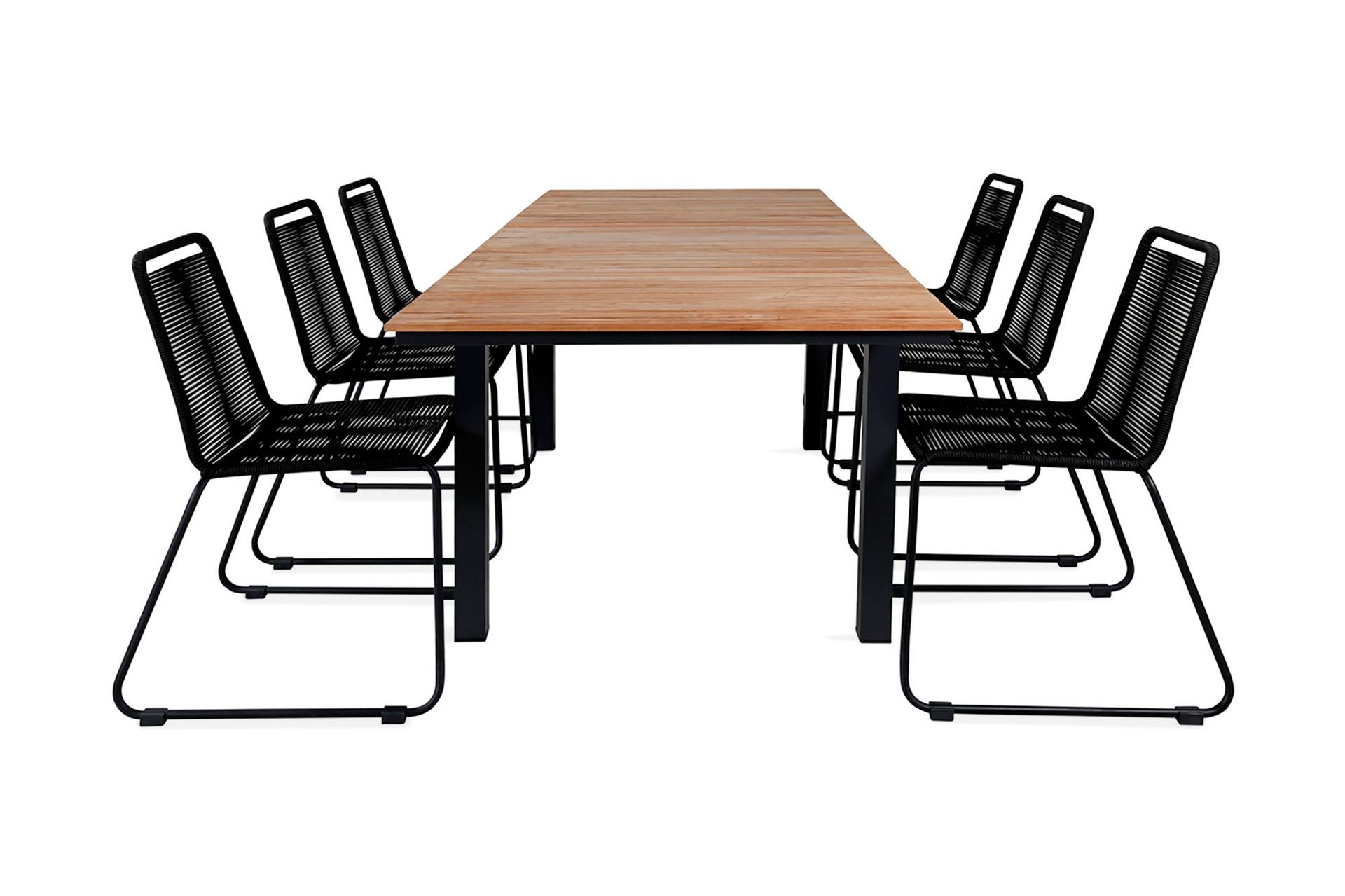 mexico förlängningsbar matgrupp utomhus 160cm + 6 lindos matstolar - svart