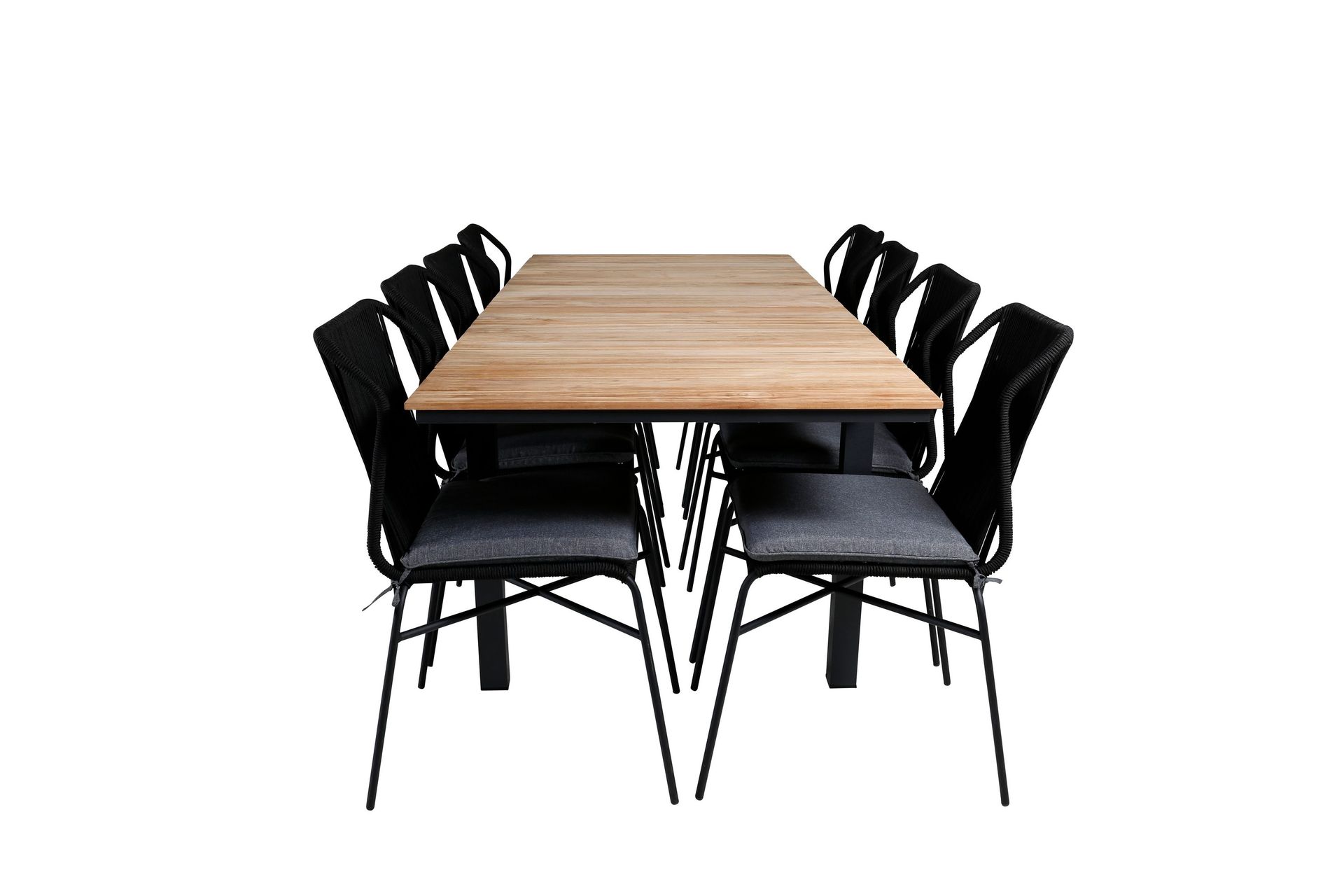 Mexico F&ouml;rl&auml;ngningsbar Matgrupp Utomhus 160cm + 8 Julian Stolar - Brun/Svart