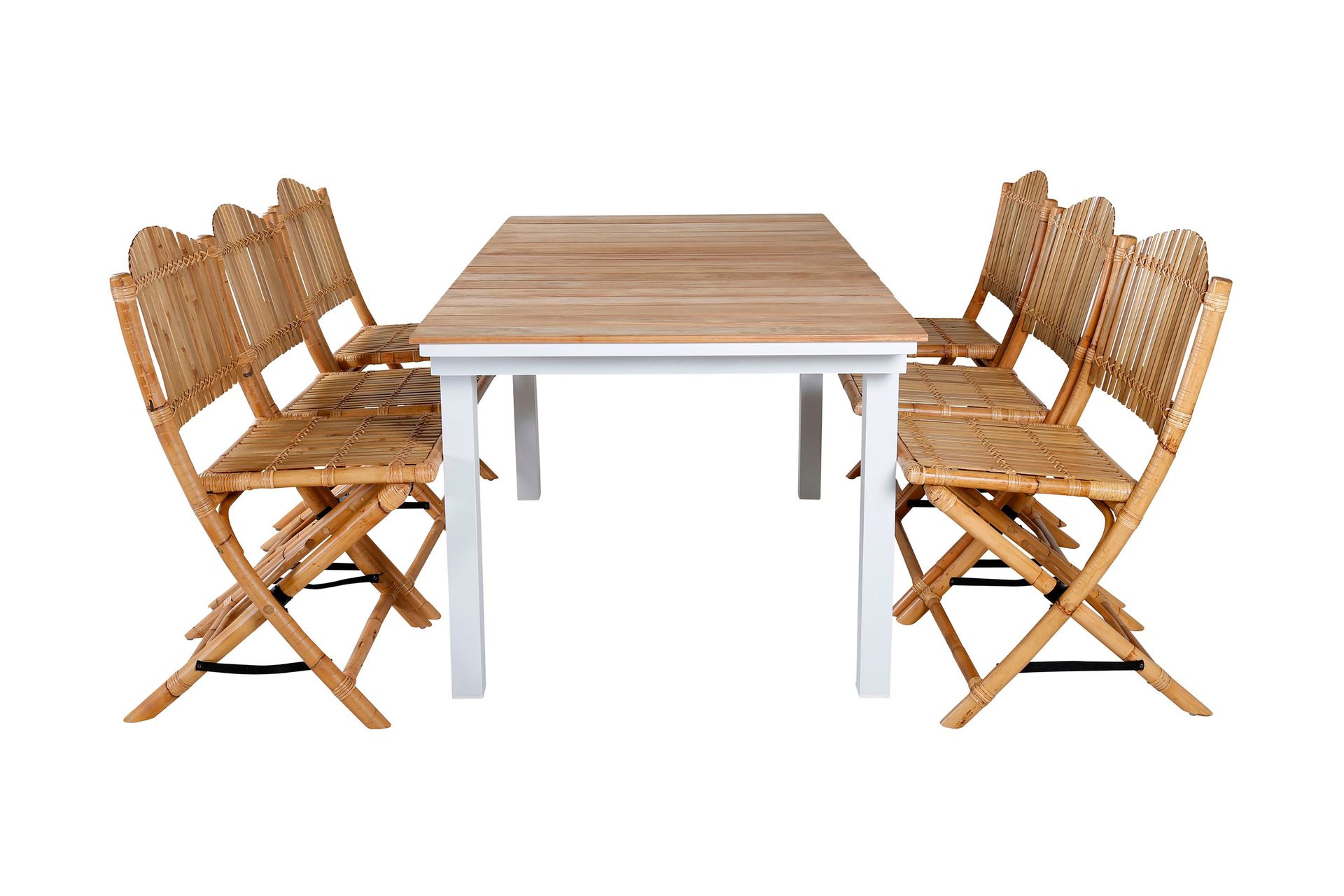 Mexico F&ouml;rl&auml;ngningsbar Matgrupp Utomhus 180-240cm + 6 Cane Stolar - Svart